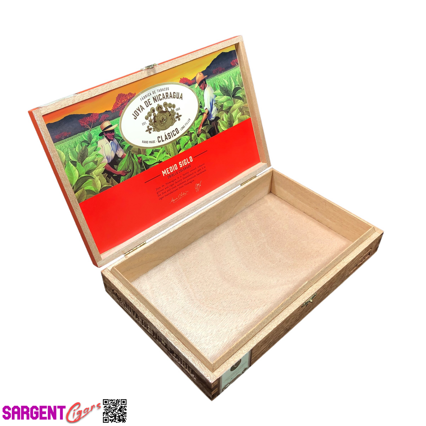 Joya De Nicaragua Clasico Siglo Toro Empty Wooden Cigar Box 11x7x2