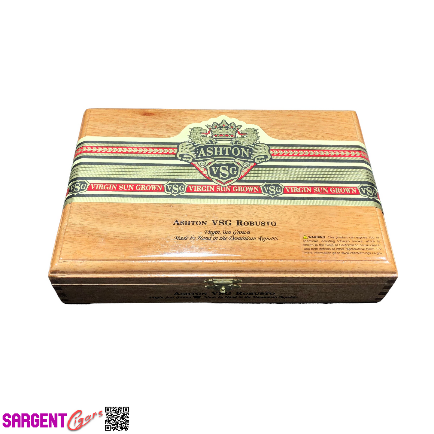 Ashton VSG Robusto Empty Wooden Cigar Box 9.5x6.5x2