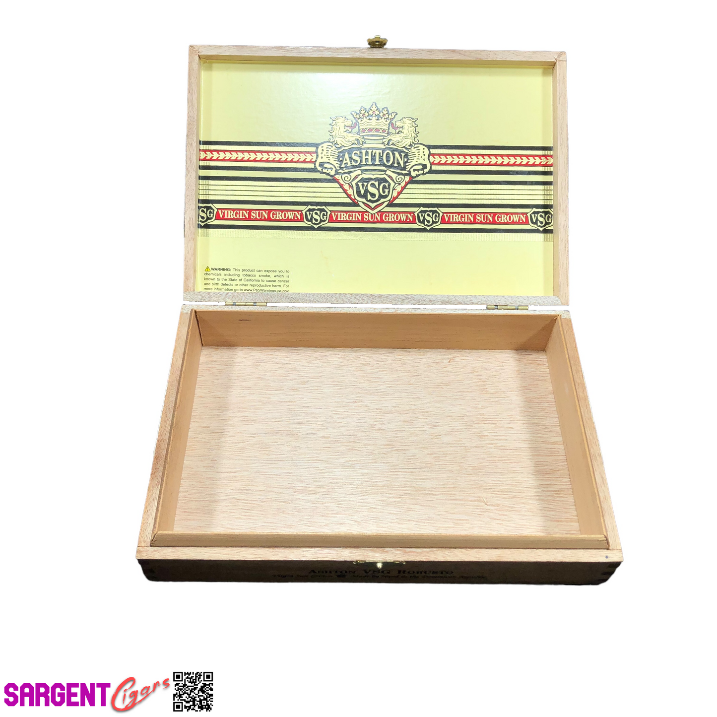 Ashton VSG Robusto Empty Wooden Cigar Box 9.5x6.5x2