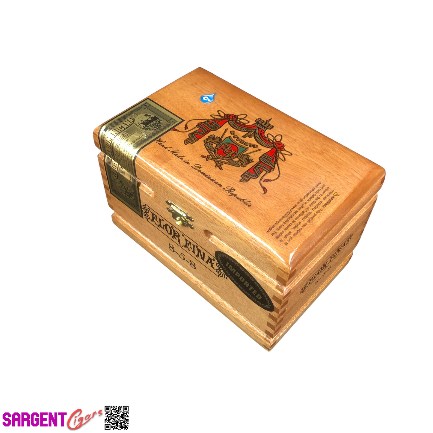 Arturo Fuente Flor Fina 858 Empty Wooden Cigar Box 7x4.5x4.5