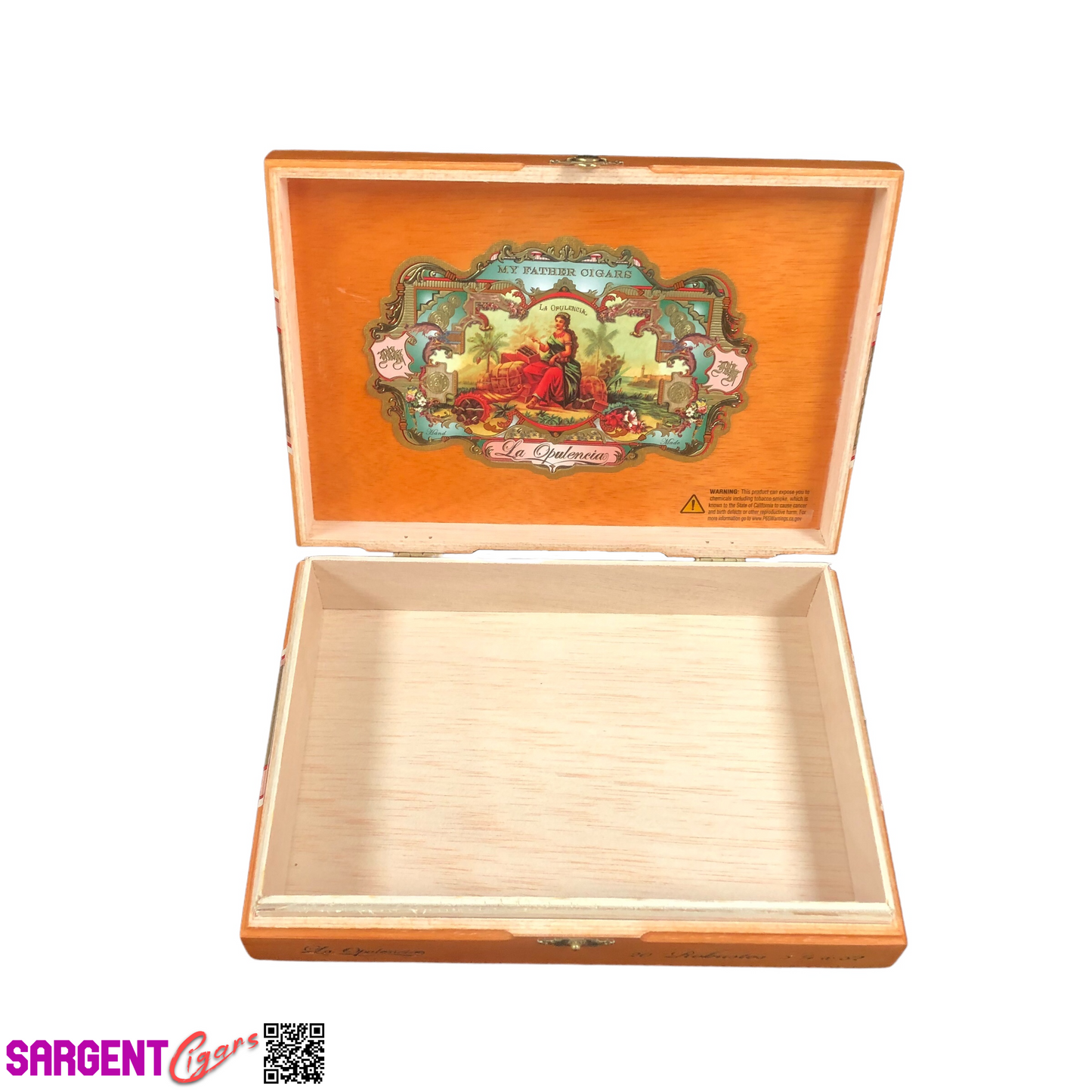 My Father Cigars La Opulencia Robusto Empty Wooden Cigar Box 8.75x6.25x2