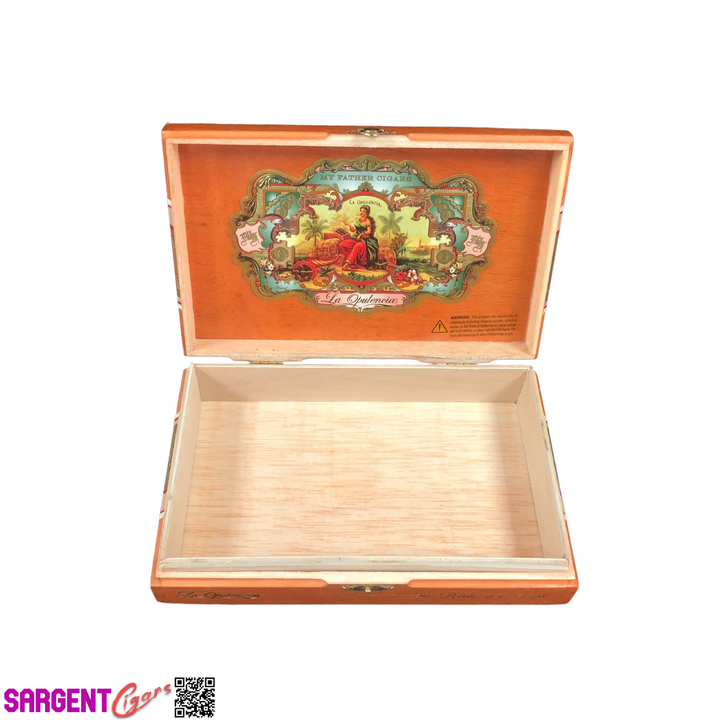 My Father Cigars La Opulencia Petite Empty Wooden Cigar Box 8.75x5.5x2