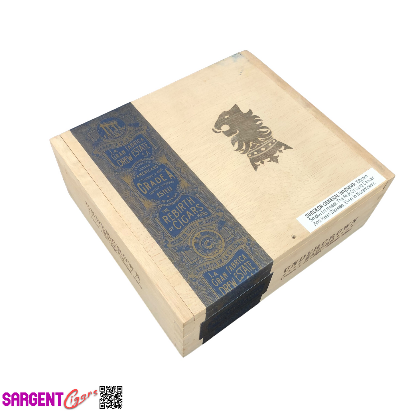 Undercrown Maduro Corona Doble Empty Wooden Cigar Box 8.5x7.75x3