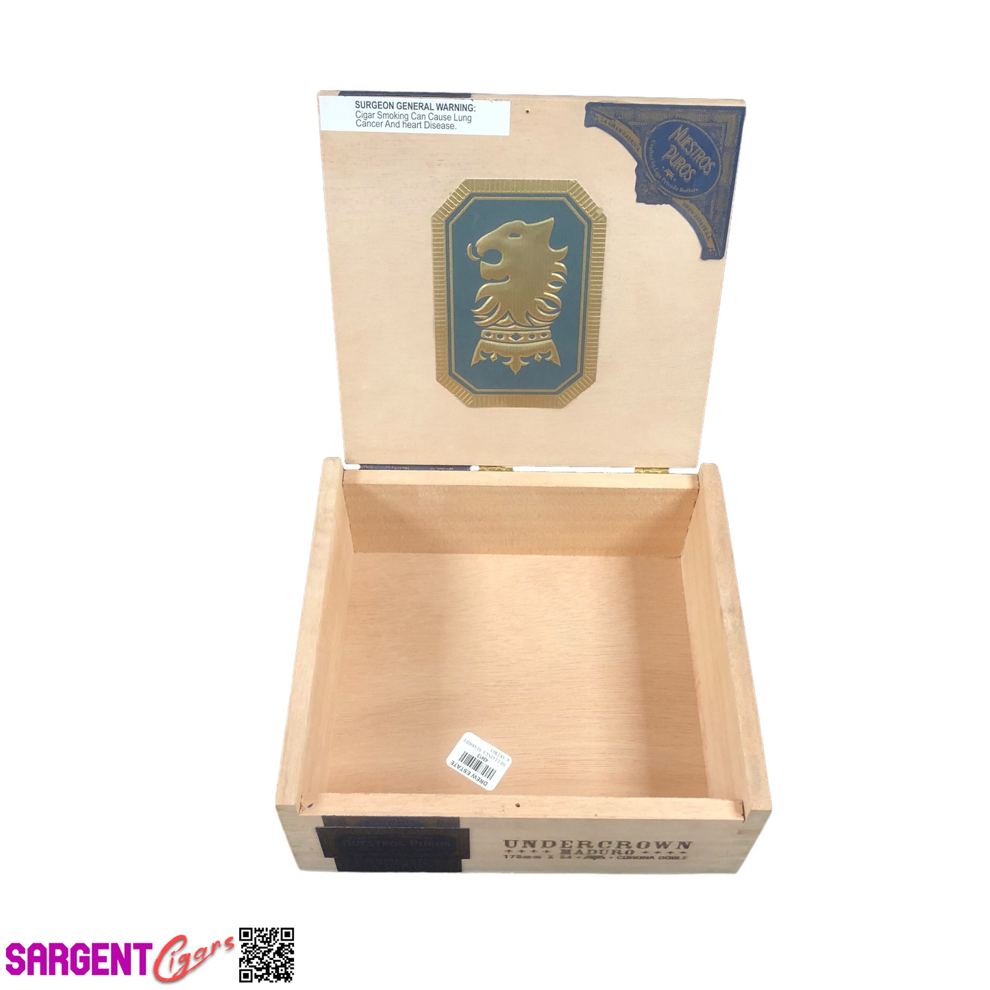 Undercrown Maduro Corona Doble Empty Wooden Cigar Box 8.5x7.75x3