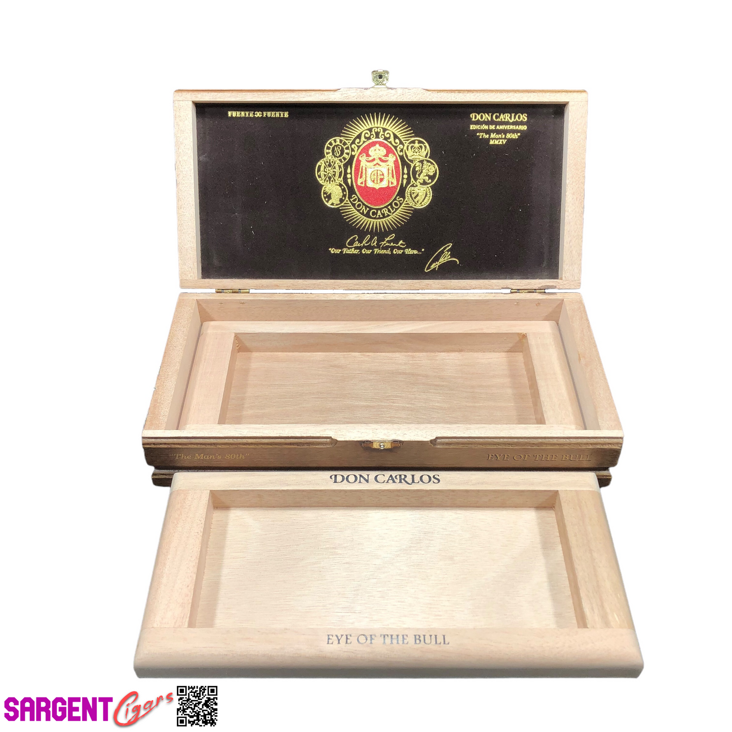 Arturo Fuente Don Carlos Eye of the Bull Empty Wooden Cigar Box 12x5.75x2.5