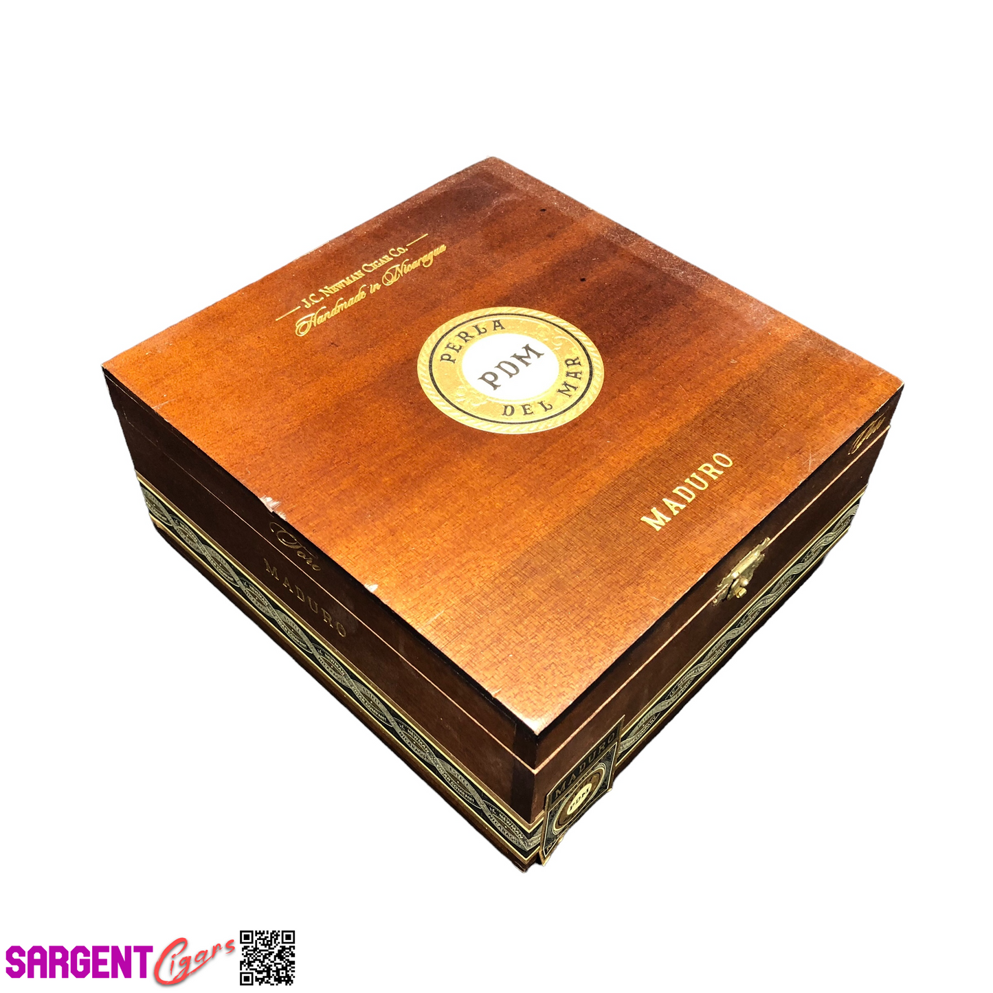 Perla Del Mar Maduro Toro Empty Wooden Cigar Box 7x7.25x3.25