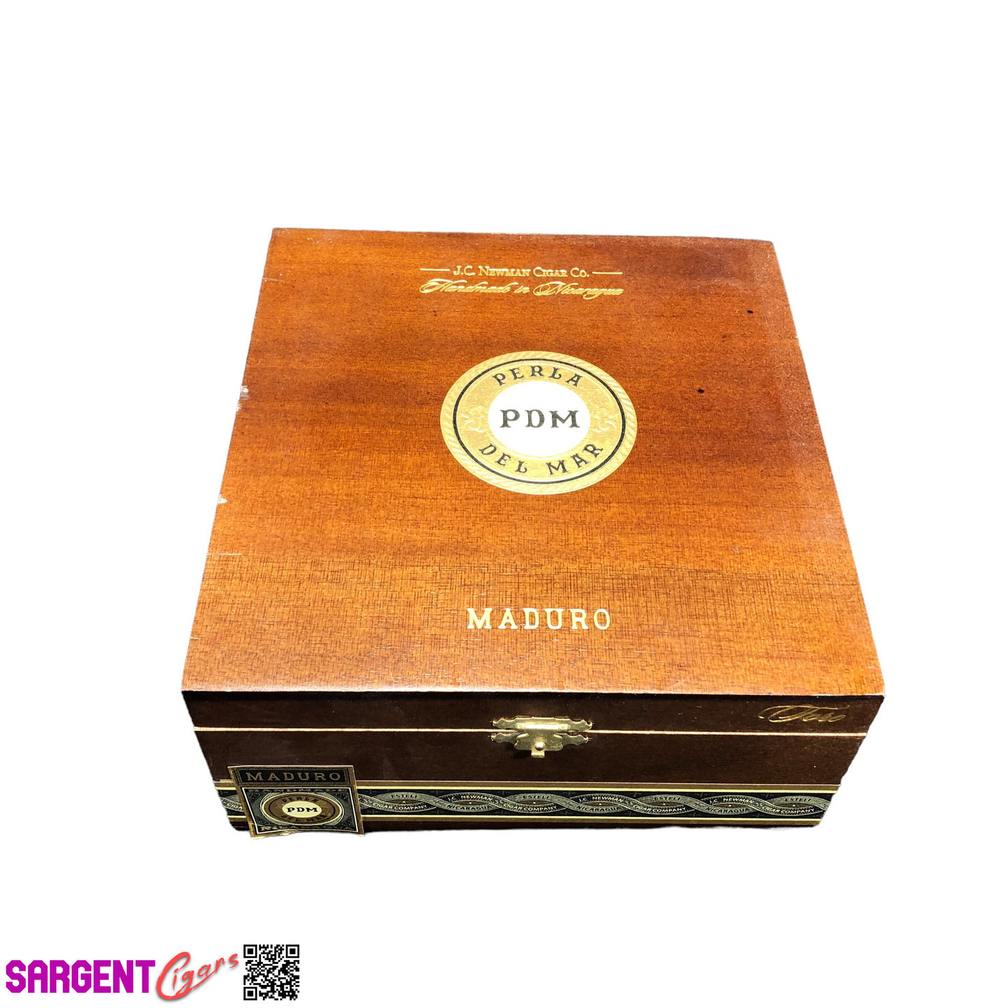 Perla Del Mar Maduro Toro Empty Wooden Cigar Box 7x7.25x3.25