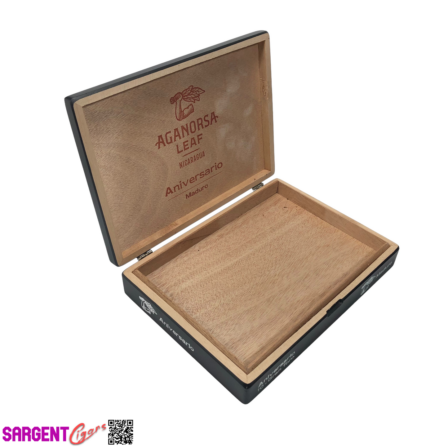 Aganorsa Leaf Aniversario Maduro Gran Toro Empty Wooden Cigar Box 10x7.25x1.75