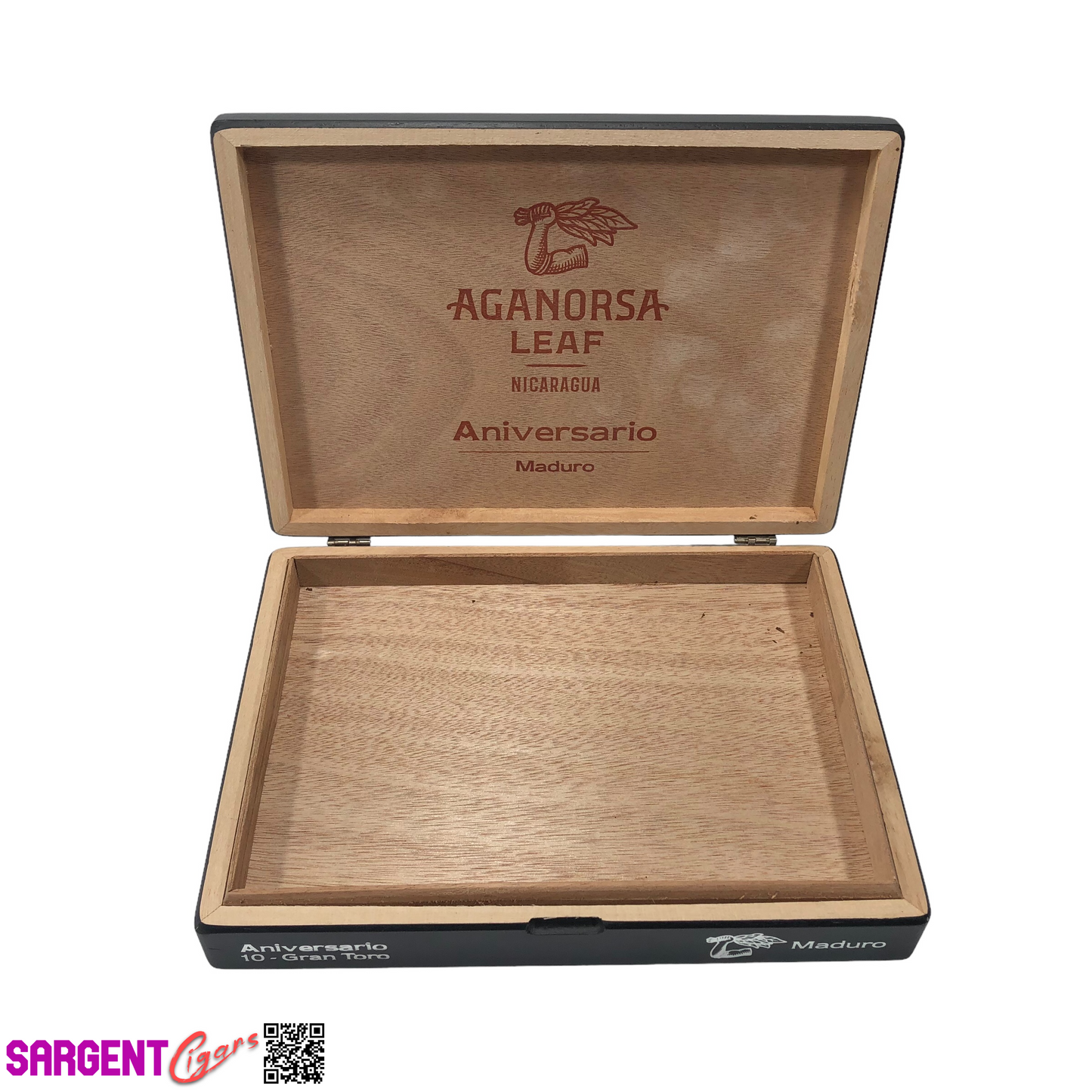 Aganorsa Leaf Aniversario Maduro Gran Toro Empty Wooden Cigar Box 10x7.25x1.75