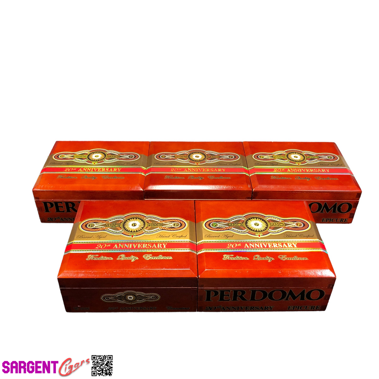 Lot of 5 Perdomo 20th Connecticut Epicure Empty Wooden Cigar Boxes 8x7x3.5 #91