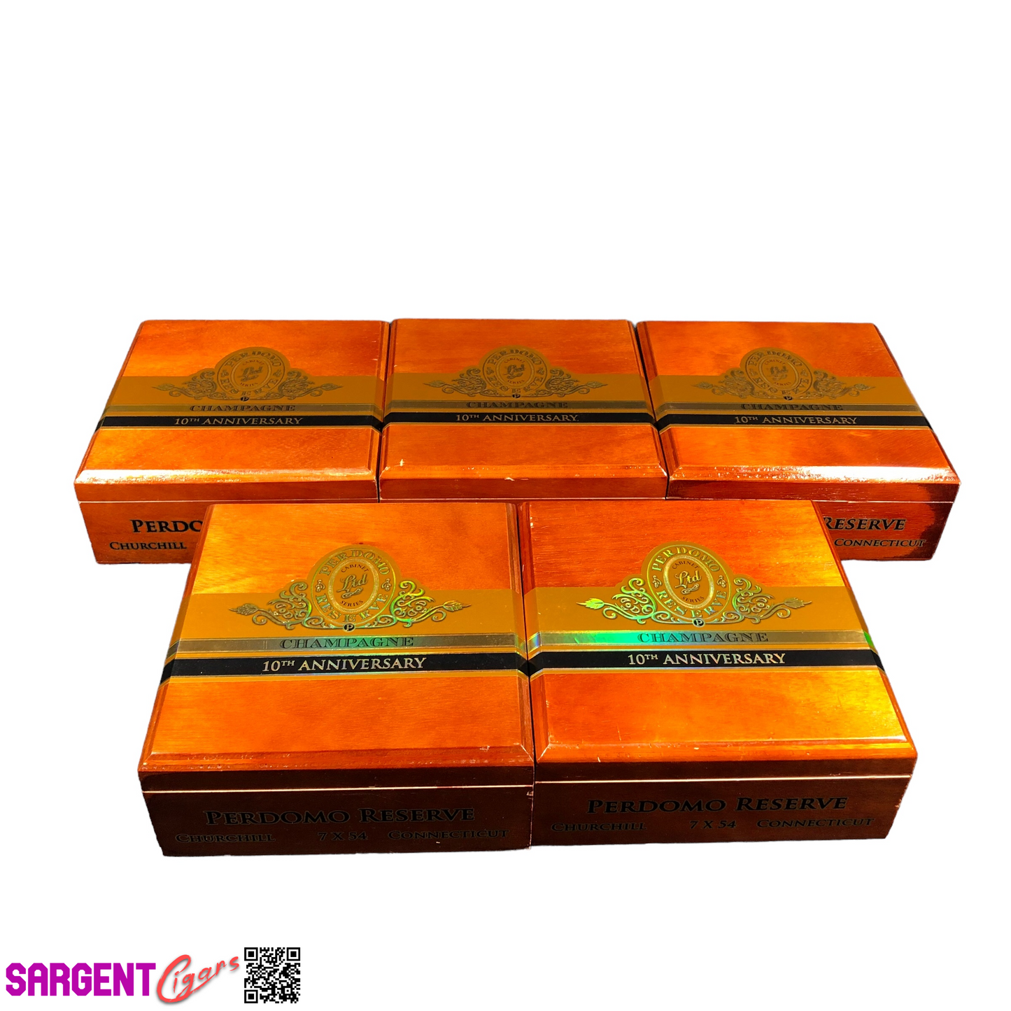 Lot of 5 Perdomo Champagne Churchill Empty Wooden Cigar Boxes 7.75x8.25x3 #41