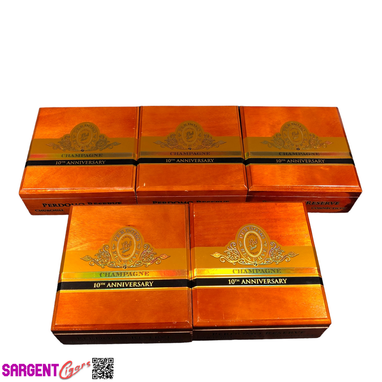 Lot of 5 Perdomo Champagne Churchill Empty Wooden Cigar Boxes 7.75x8.25x3 #41