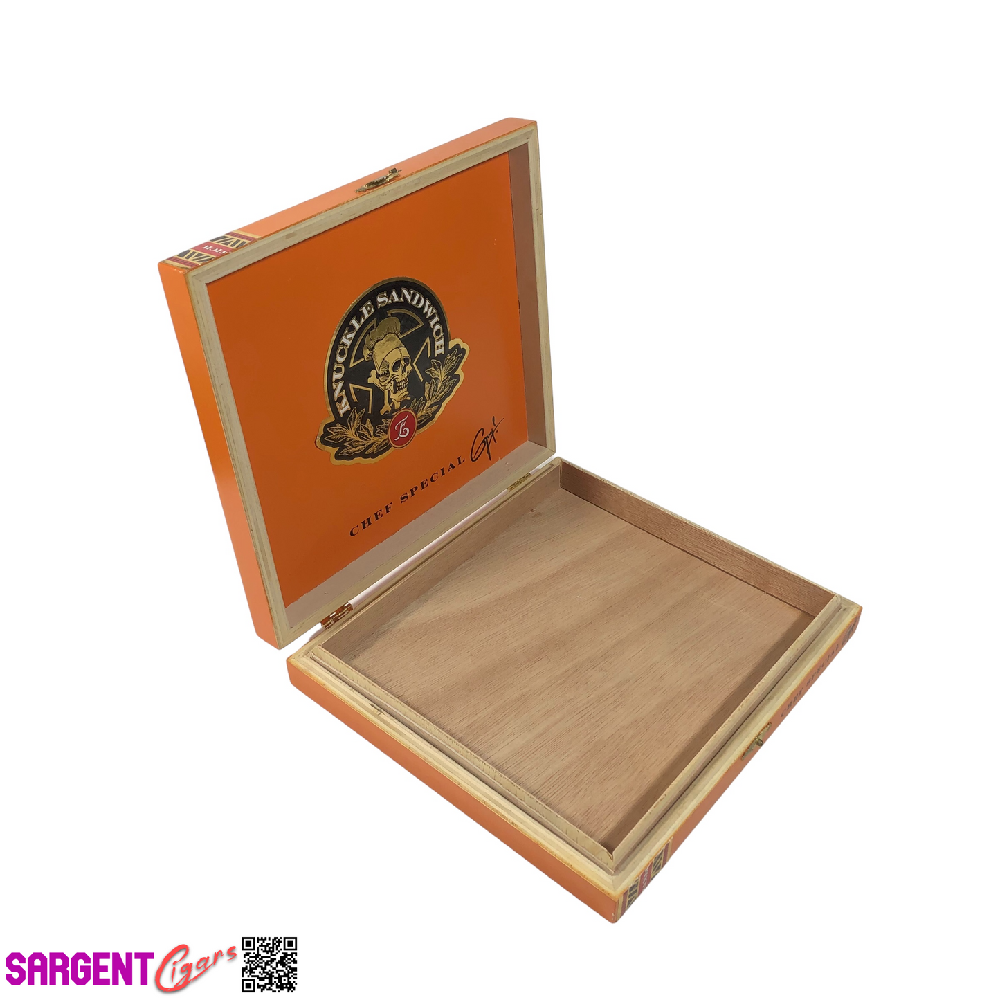 Guy Fieri Knuckle Sandwich Chef Special Empty Wooden Cigar Box 8.25x7.5x1.5 (1)