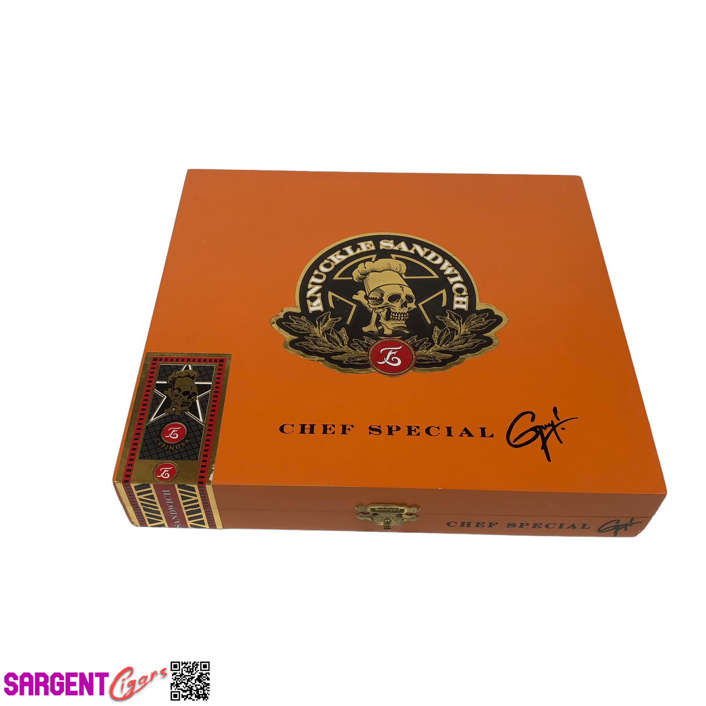 Guy Fieri Knuckle Sandwich Chef Special Empty Wooden Cigar Box 8.25x7.5x1.5 (1)