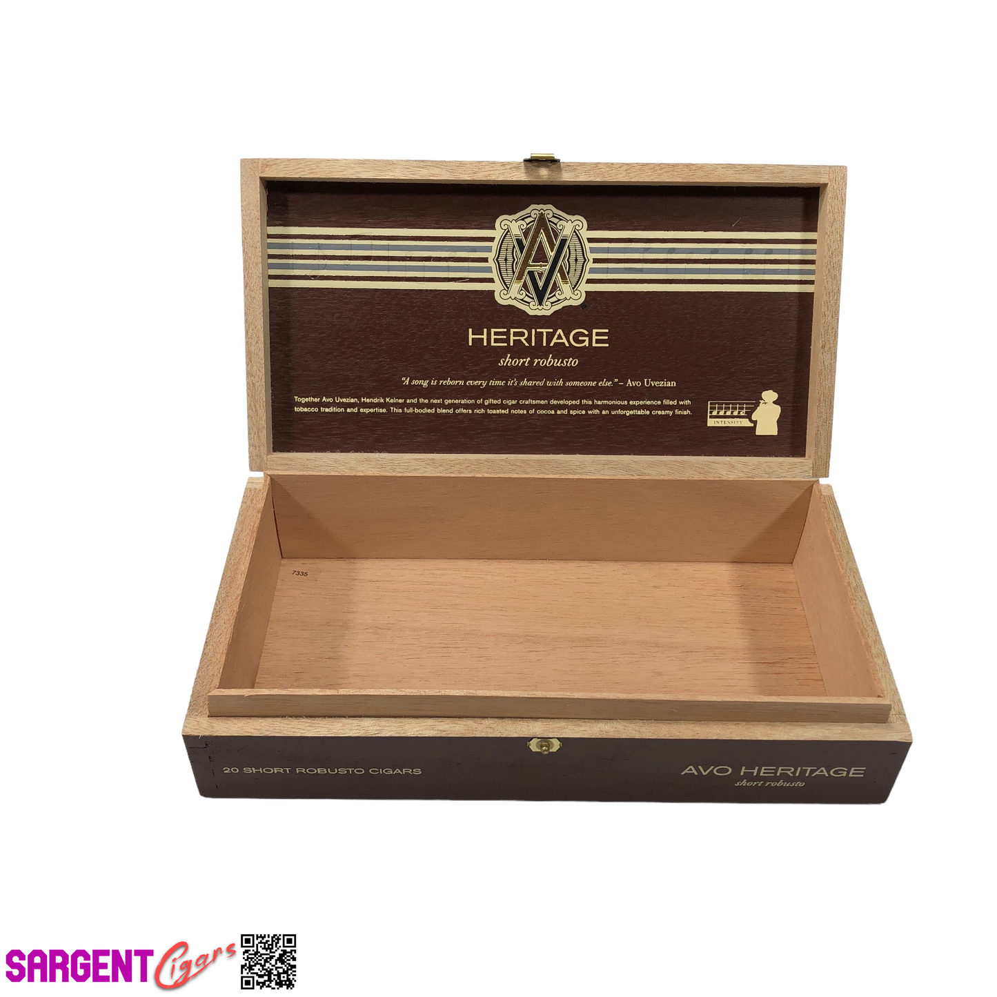 Avo Heritage Short Robusto Empty Wooden Cigar Box 9.75x5x2