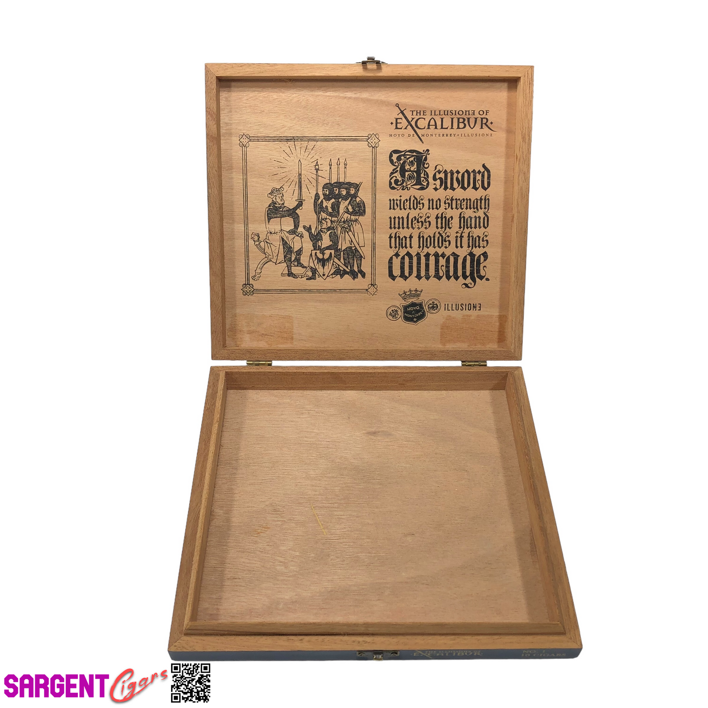 Illusione Excalibur Empty Wooden Cigar Box 9x8.25x1.25