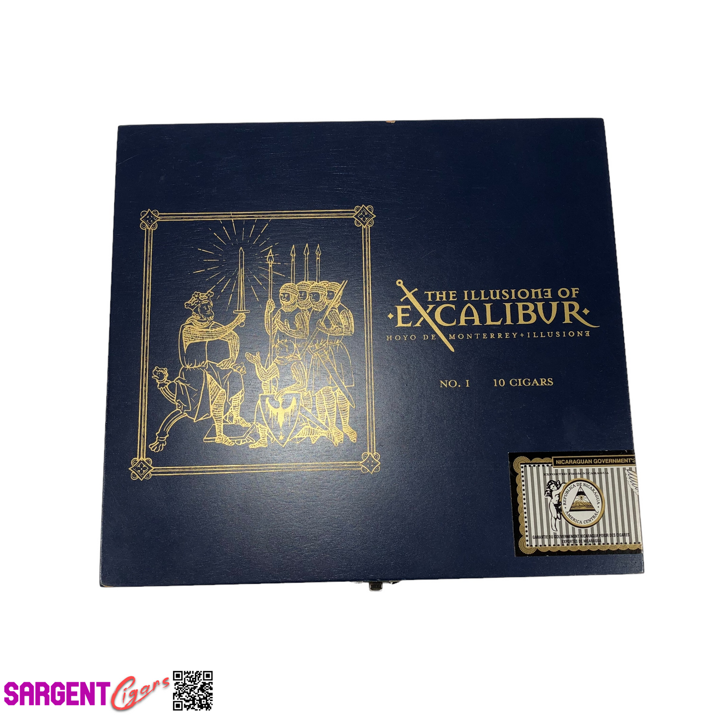 Illusione Excalibur Empty Wooden Cigar Box 9x8.25x1.25