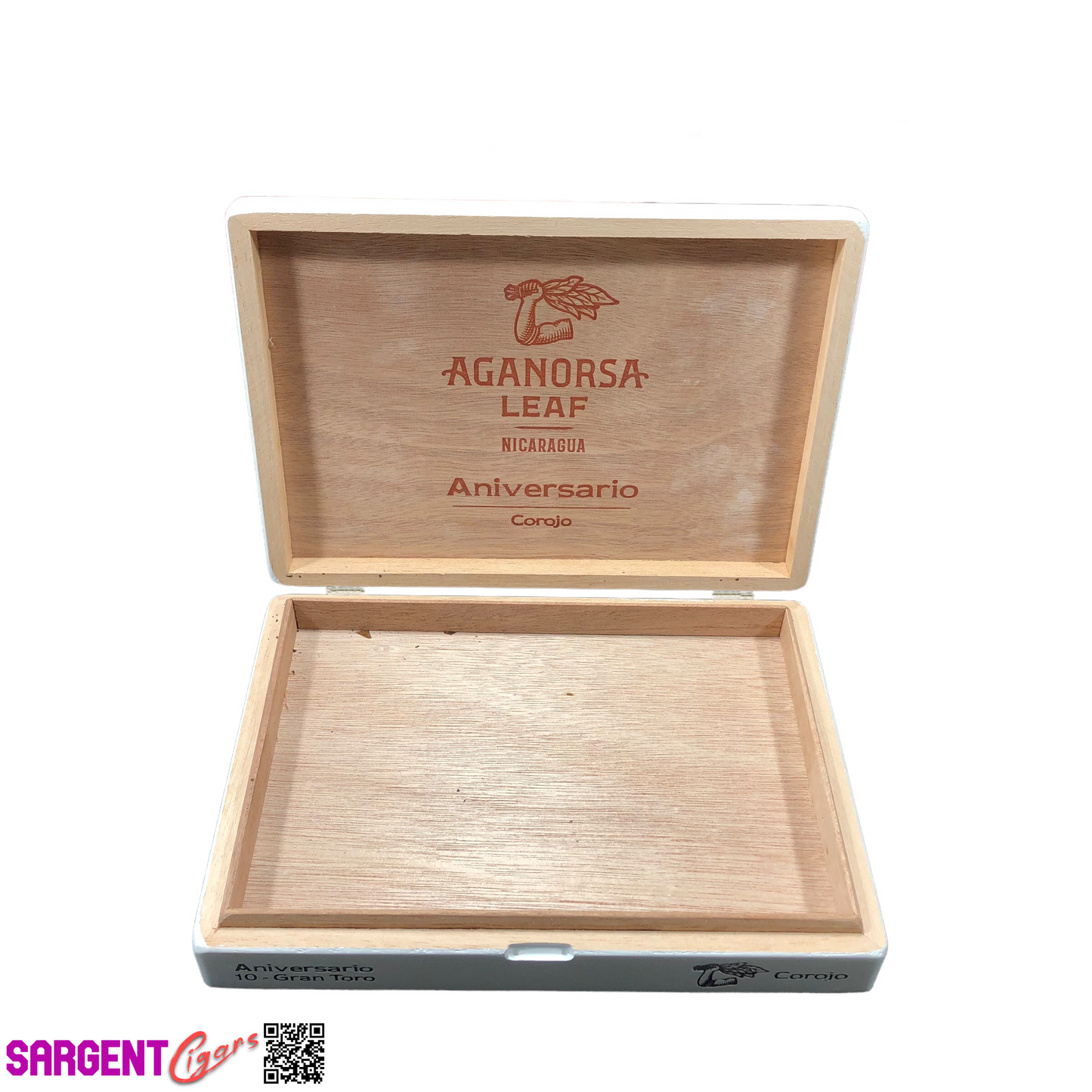 Aganorsa Leaf Aniversario Corojo Gran Toro Empty Wooden Cigar Box 10x7.25x1.75