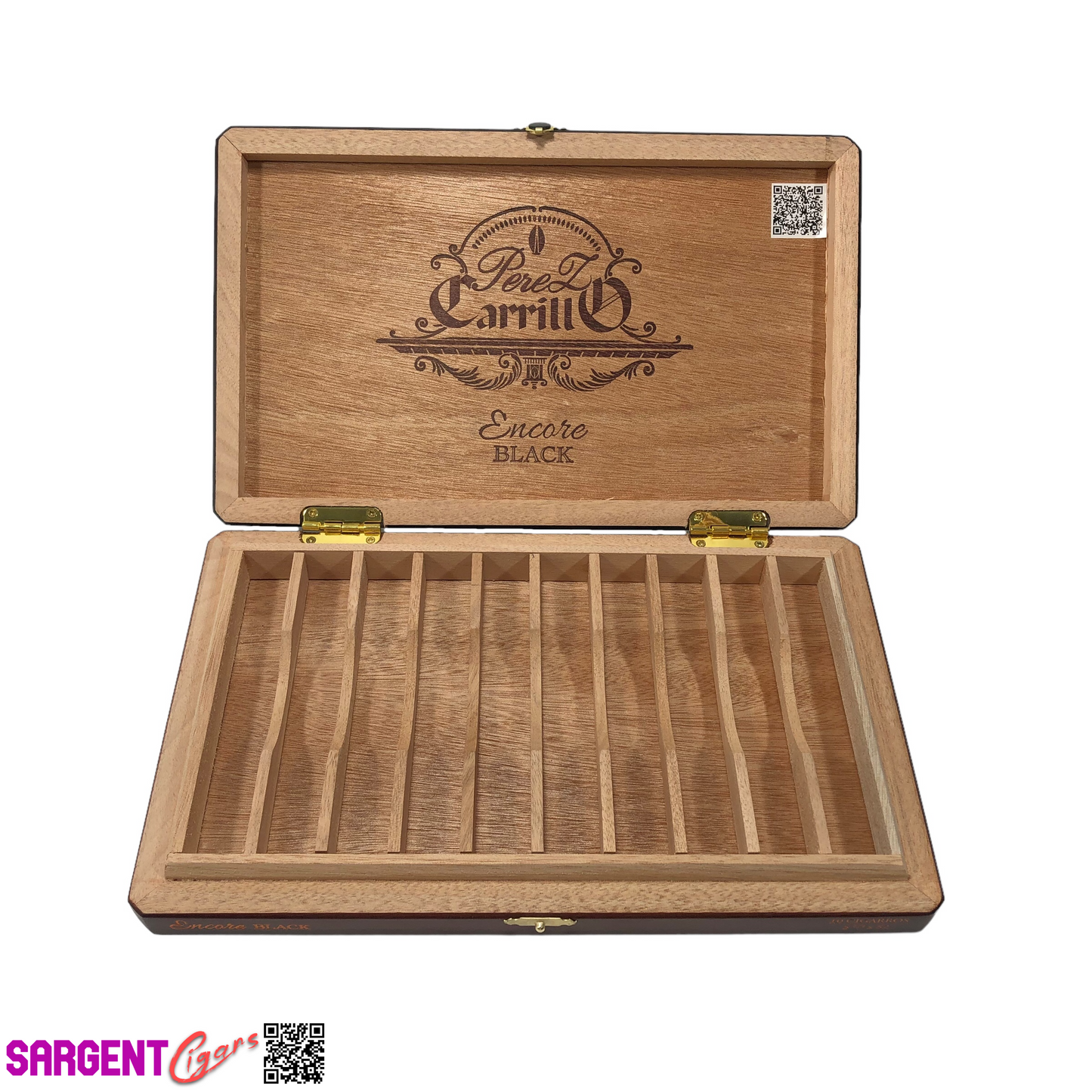 Ep Carrillo Encore Black Empty Wooden Cigar Box 11.5x7.25x1.5