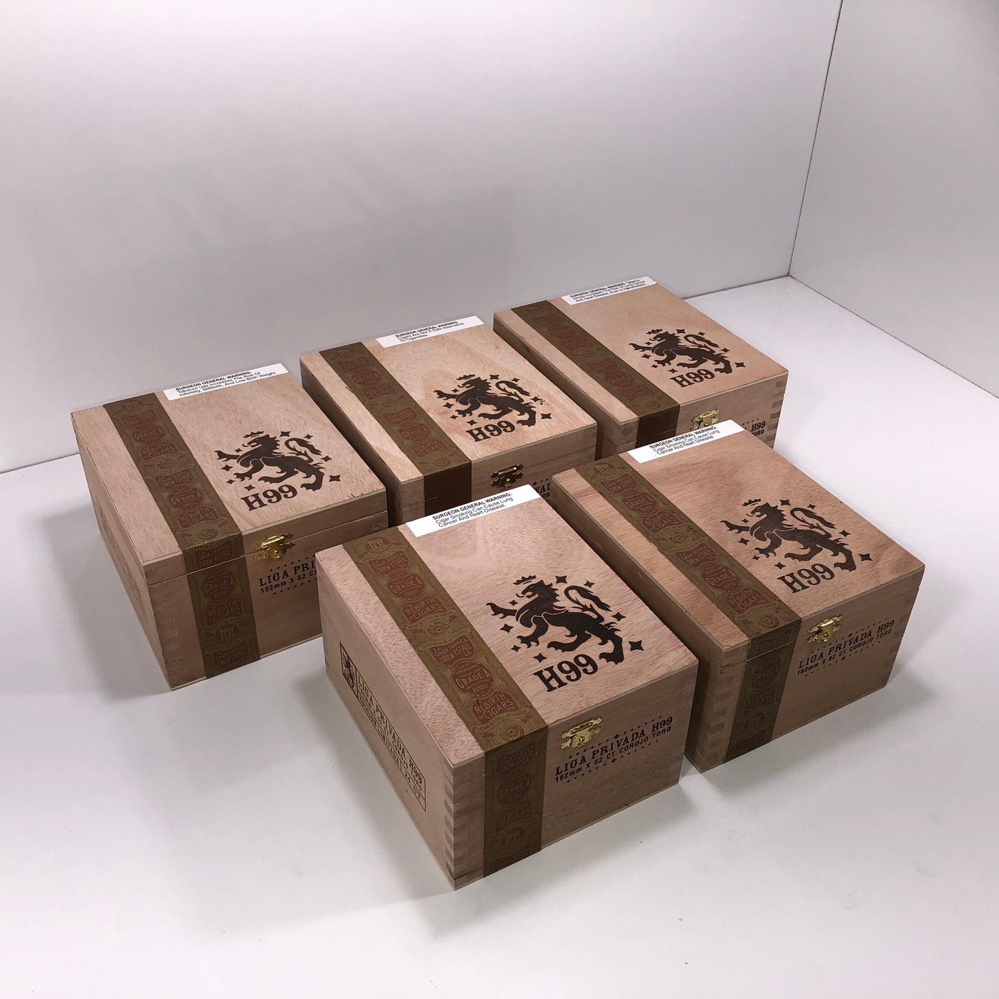 Lot of 5 Liga Privada H99 Toro Empty Wooden Cigar Boxes 6x7.25x4 #121