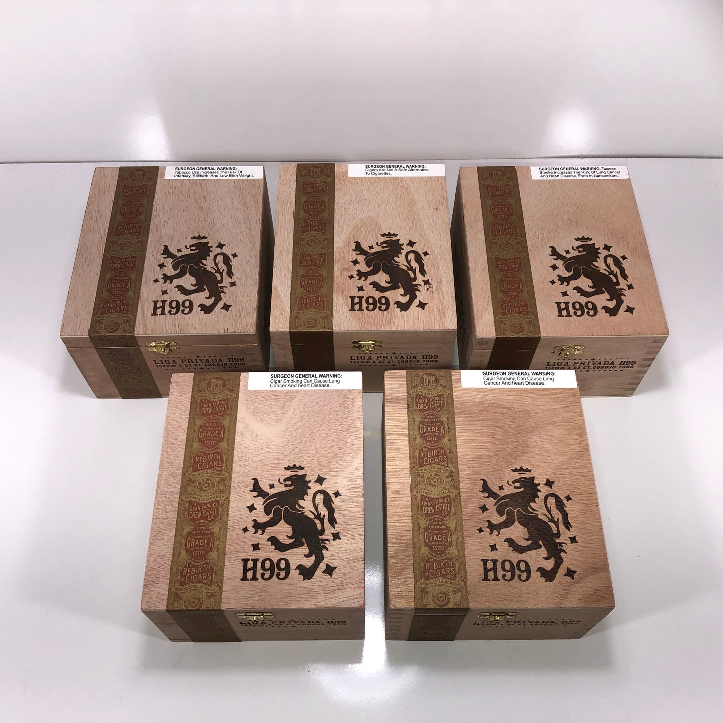 Lot of 5 Liga Privada H99 Toro Empty Wooden Cigar Boxes 6x7.25x4 #121