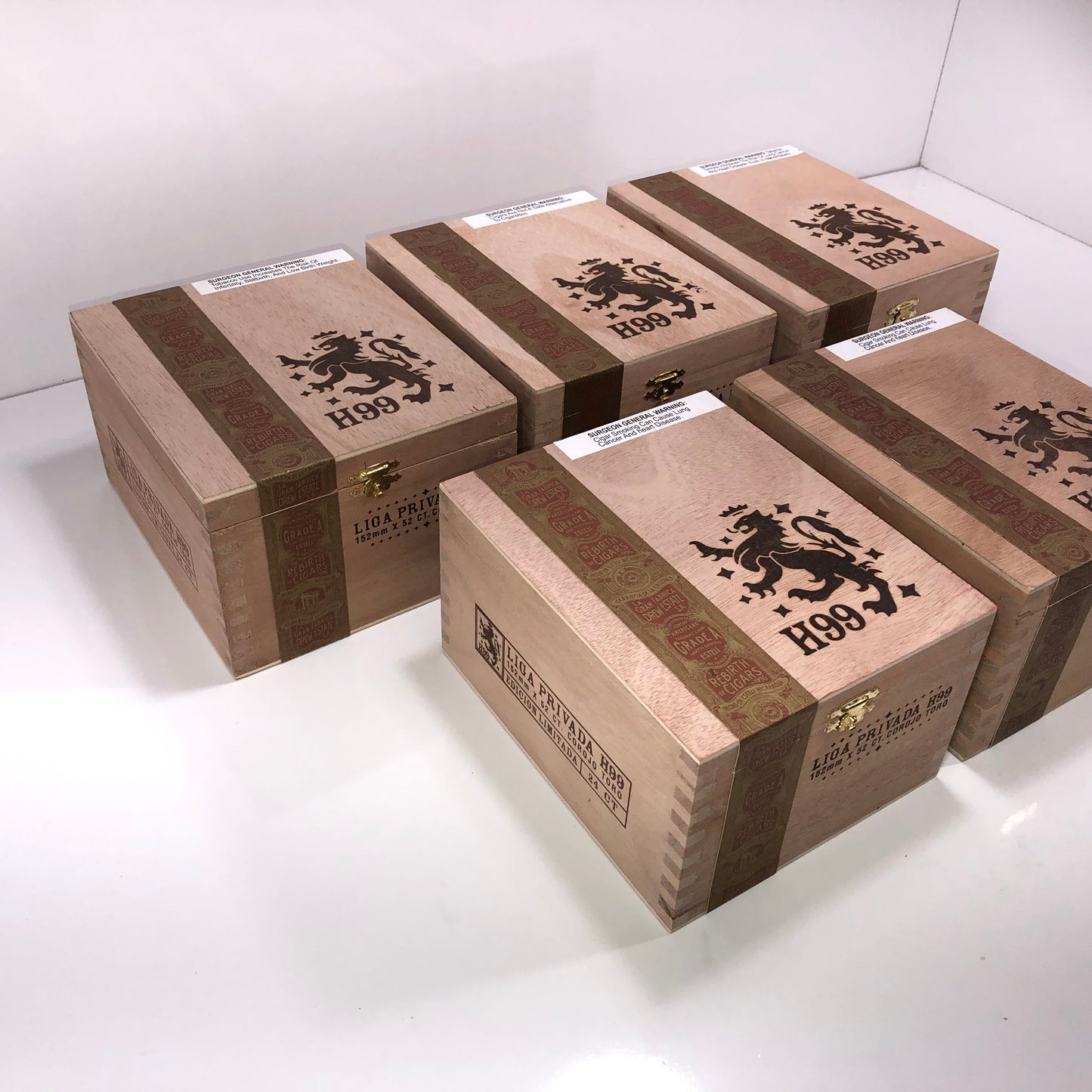 Lot of 5 Liga Privada H99 Toro Empty Wooden Cigar Boxes 6x7.25x4 #121