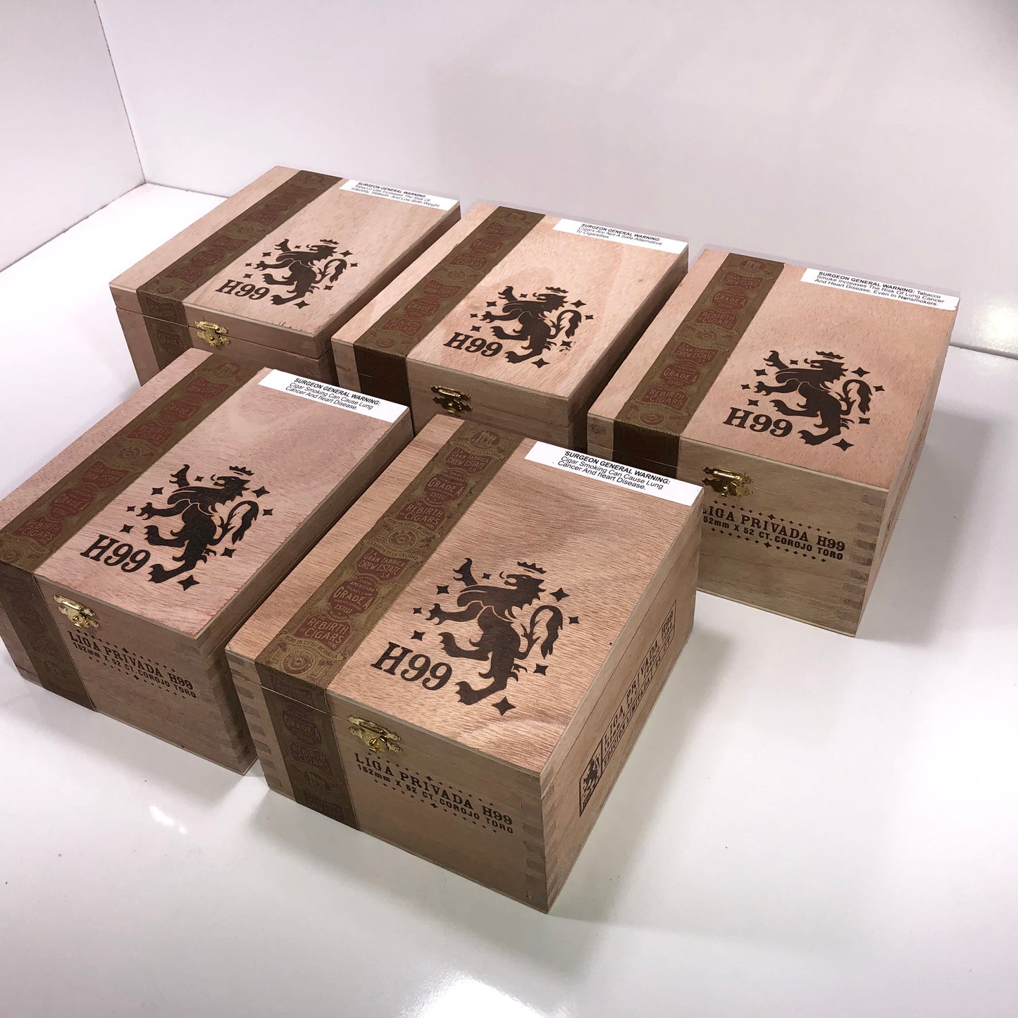 Lot of 5 Liga Privada H99 Toro Empty Wooden Cigar Boxes 6x7.25x4 #121