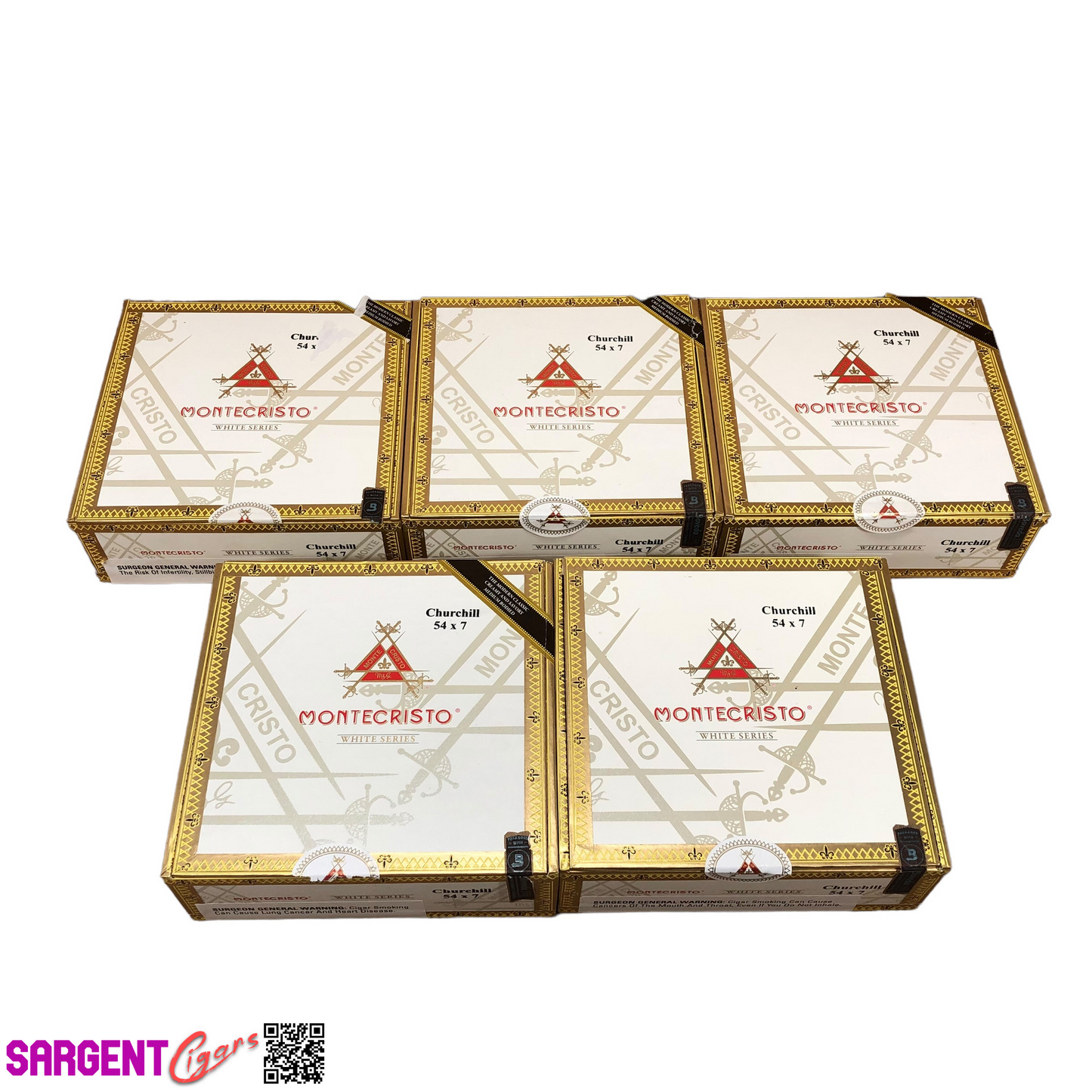 Lot of 5 Montecristo Churchill Empty Cigar Boxes 8x7.5x3 #115