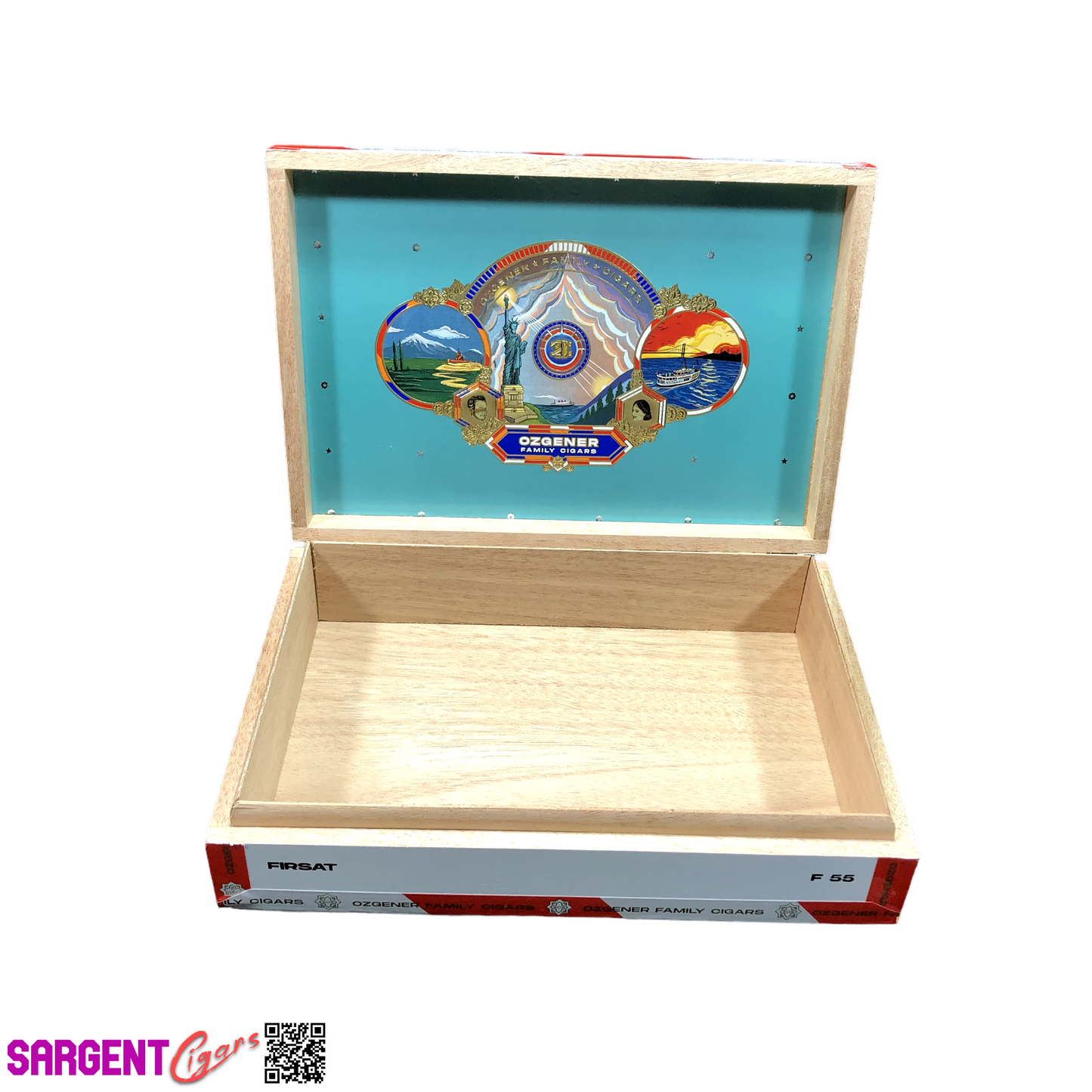 Ozgener Firsat F55 Empty Wooden Cigar Box 9.25x6.5x2.25