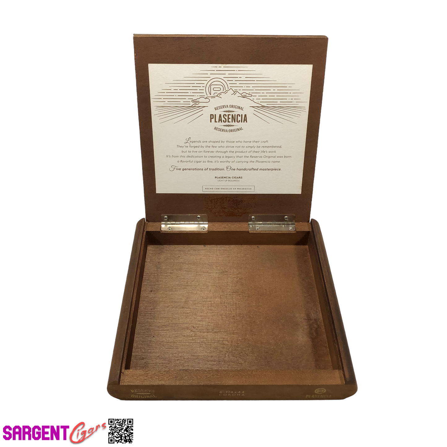 Plasencia Reserva Corona Empty Wooden Cigar Box 8x7.5x1.5