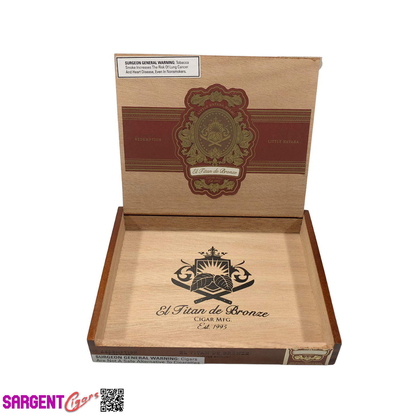 El Titan De Bronze Redemption Toro Empty Wooden Cigar Box 8.5x6.75x1.25