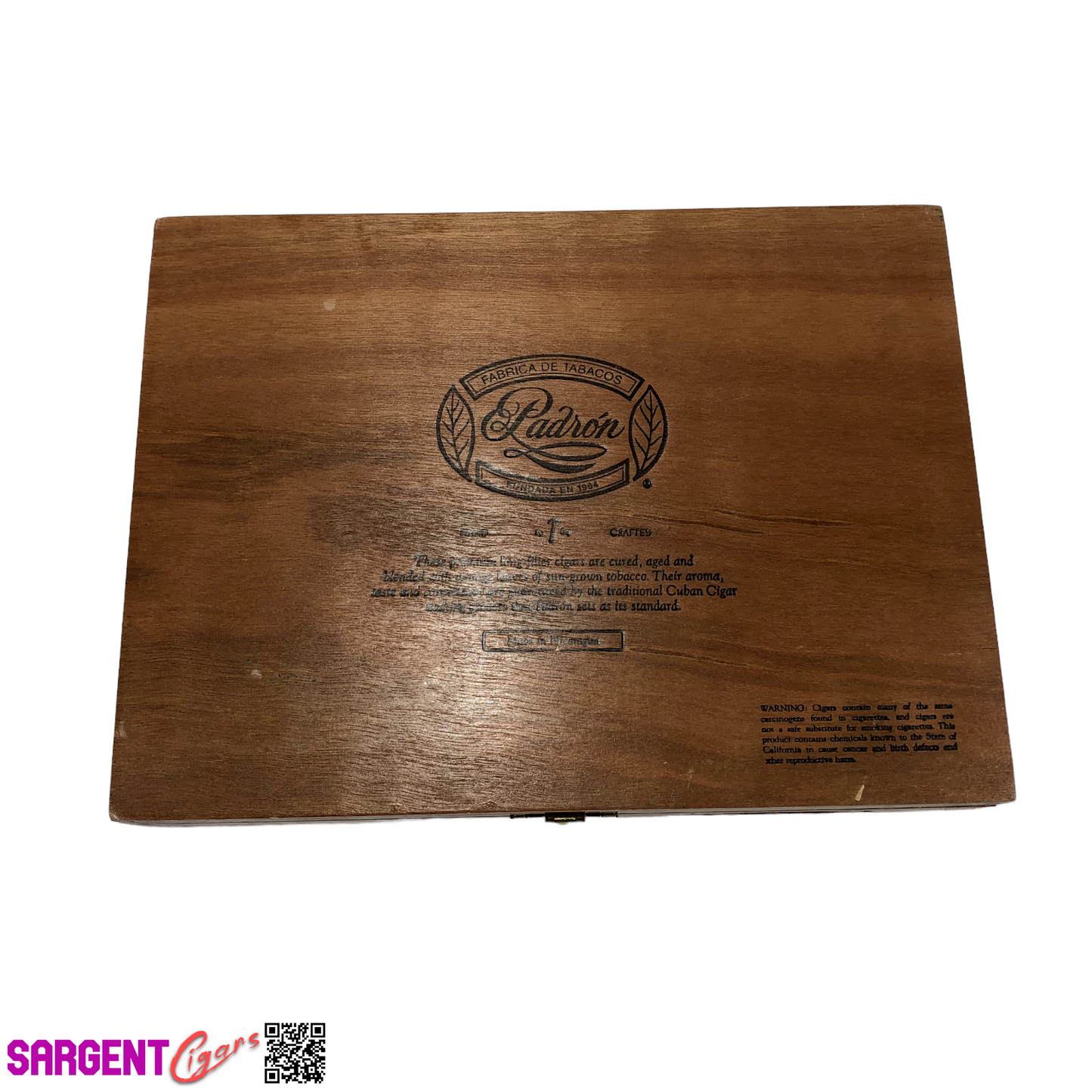 Padron Diplomaticos Empty Wooden Cigar Box 10.75x8x1.75