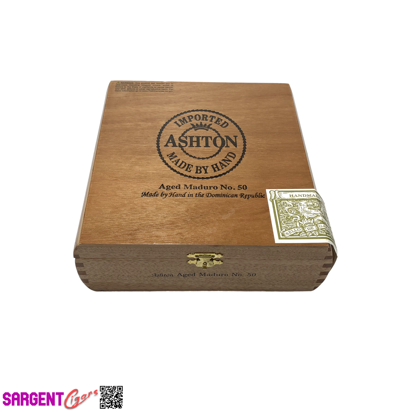 Ashton Classic Maduro No50 Empty Wooden Cigar Box 7.25x7.75x2.25