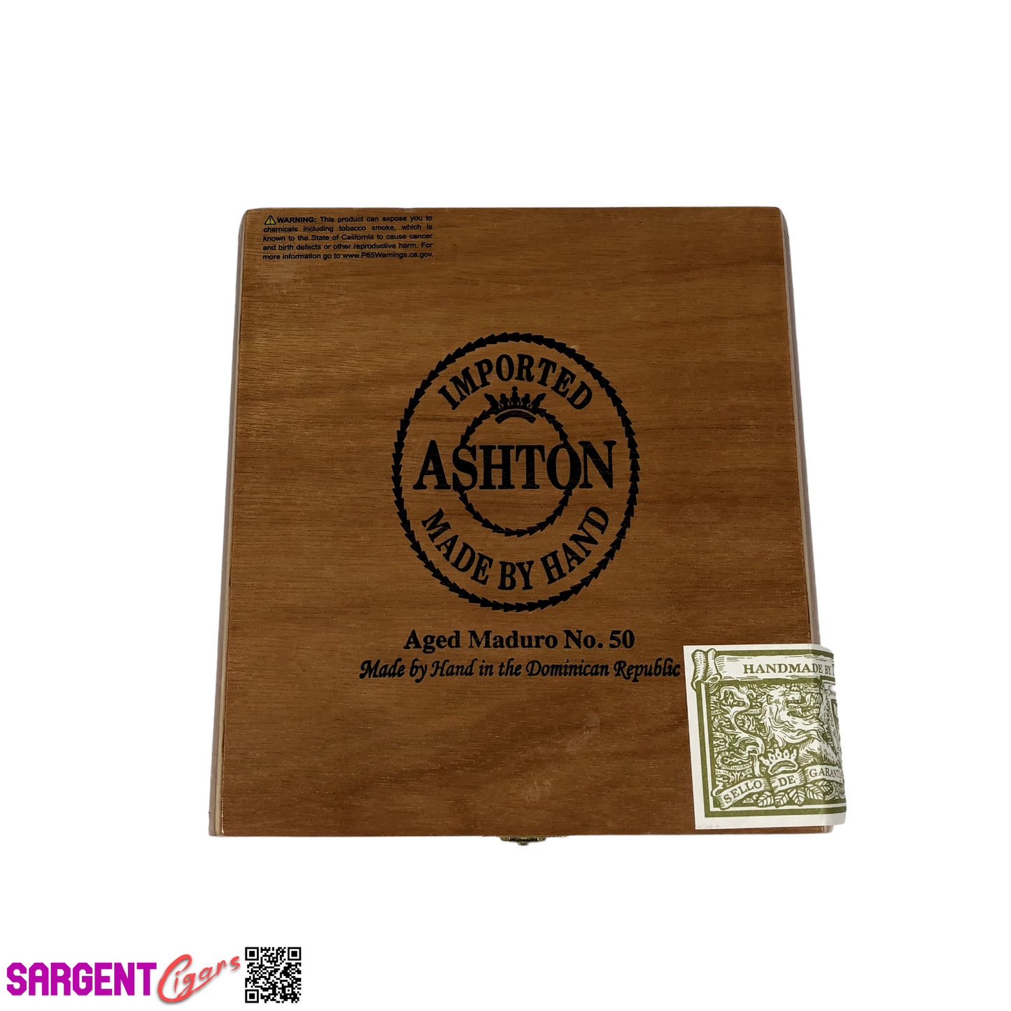 Ashton Classic Maduro No50 Empty Wooden Cigar Box 7.25x7.75x2.25