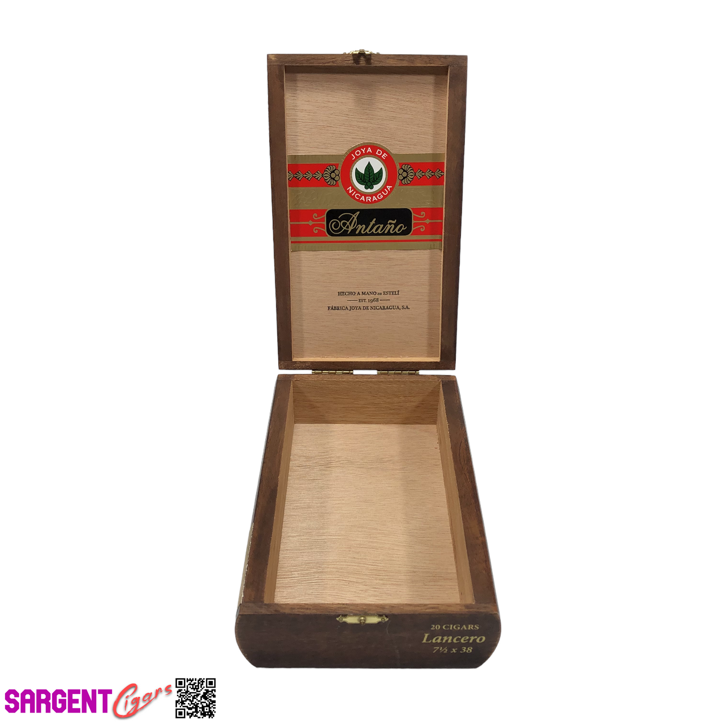 Joya De Nicaragua Antano Lancero Empty Wooden Cigar Box 5.25x8.25x2