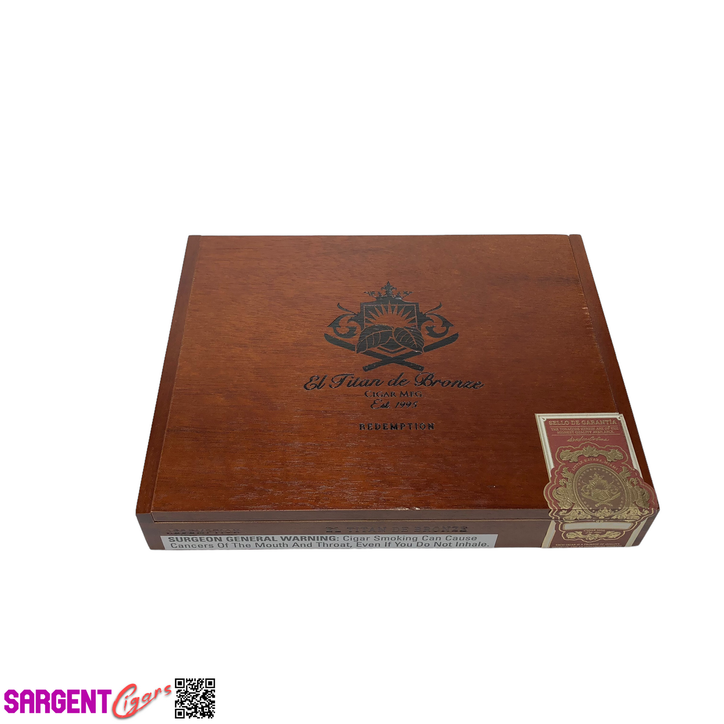 El Titan De Bronze Redemption Corona Empty Wooden Cigar Box 8.5x6.75x1.25