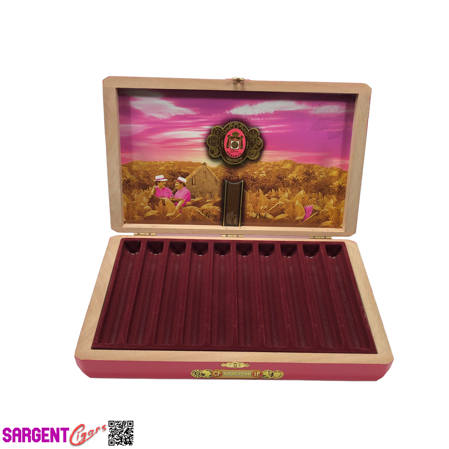 Arturo Fuente Opus X Rare Pink Happy Ending Empty Wooden Cigar Box 11x6.75x1.75