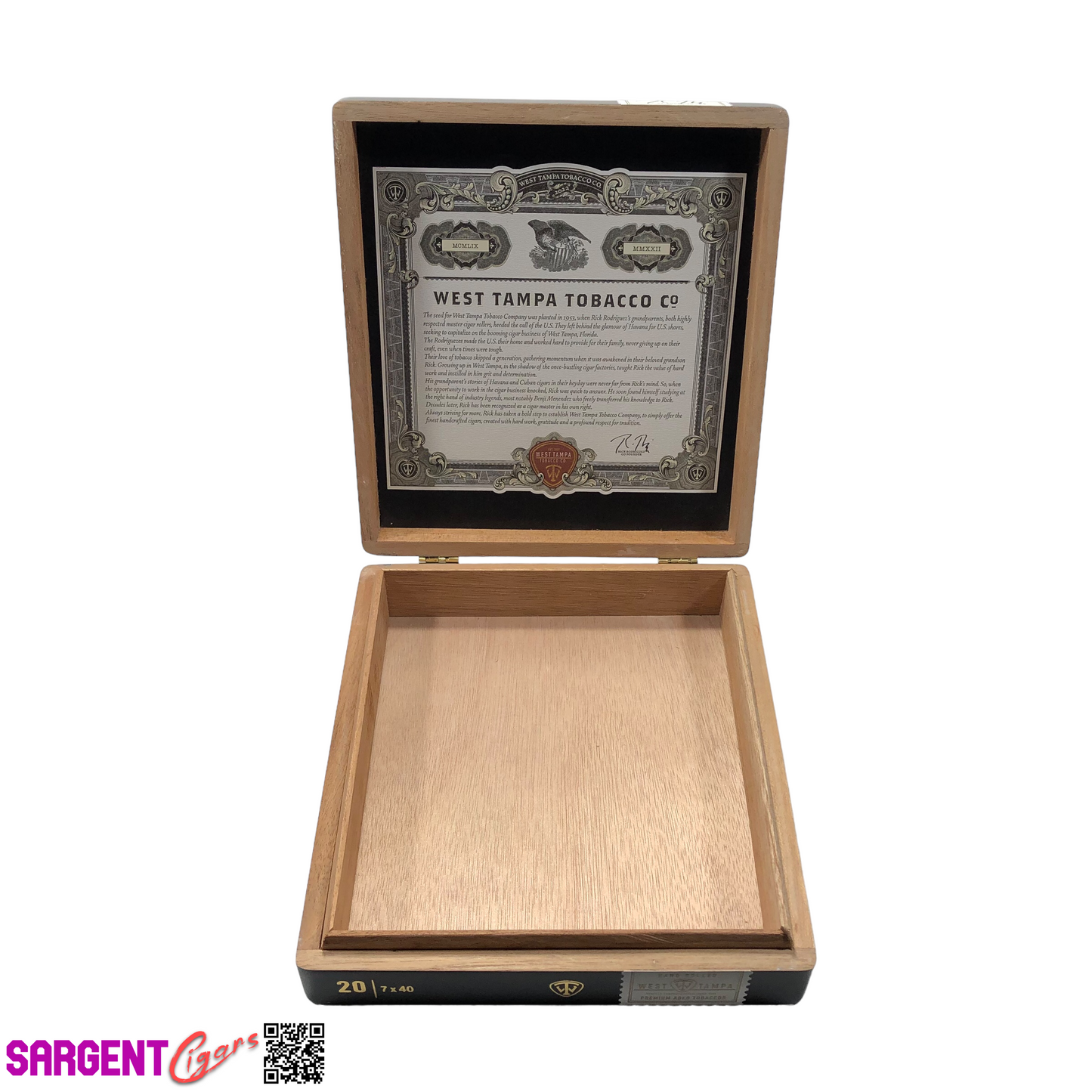 West Tampa Black Lancero Empty Wooden Cigar Box 7.25x8x1.75