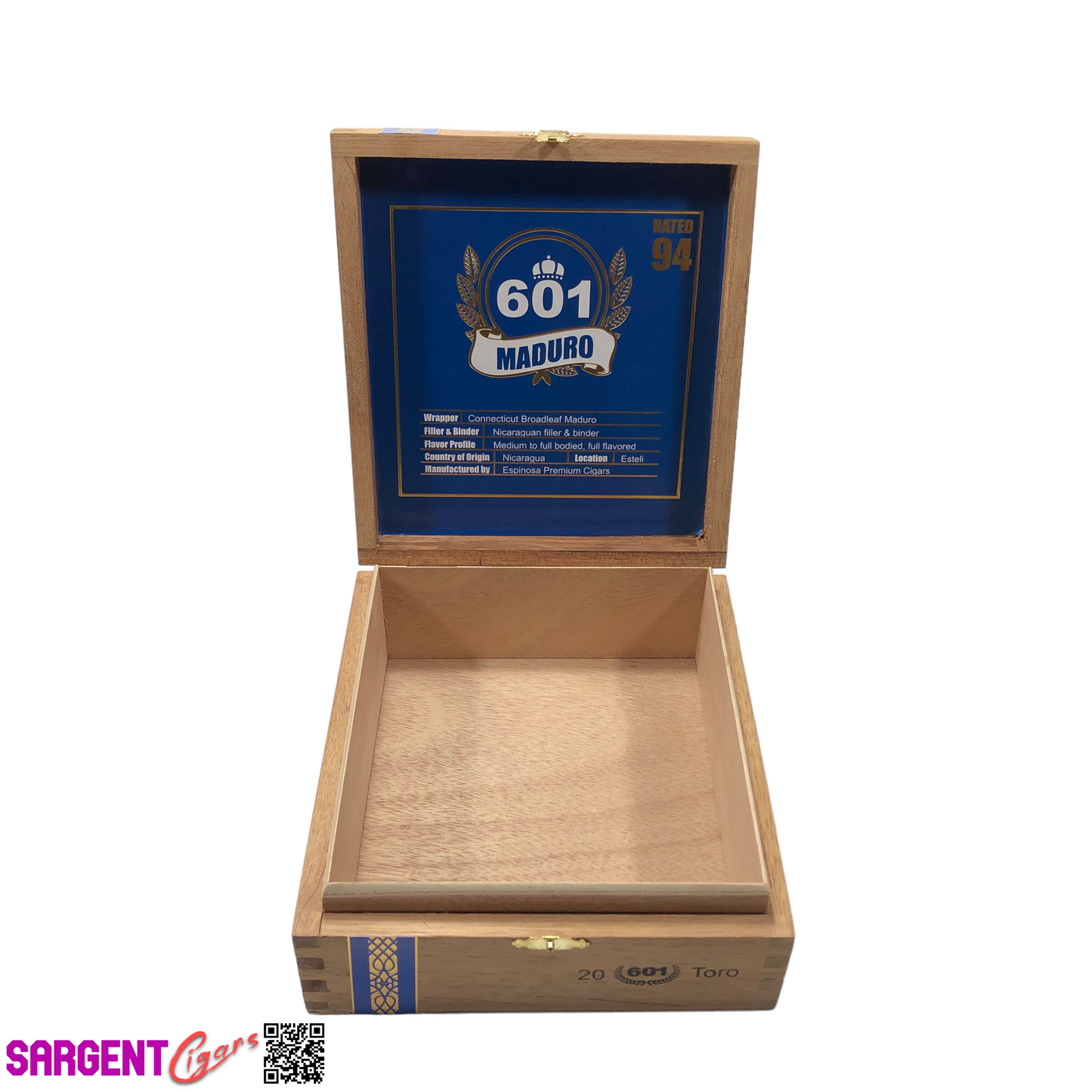 Espinosa 601 Maduro Toro Empty Wooden Cigar Box 6.5x7.25x2.5 (1)