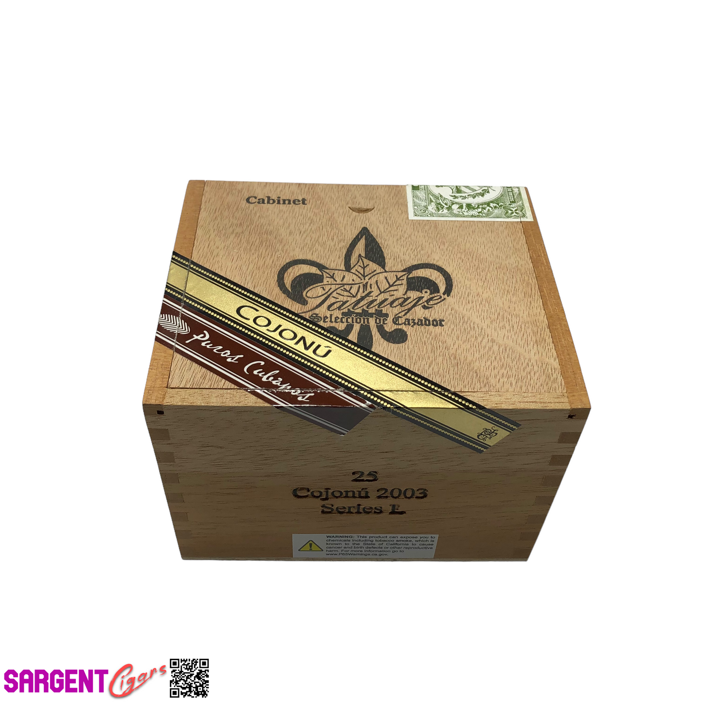 Tatuaje Cojonu 2003 Series L Empty Wooden Cigar Box 5.75x4.75x4