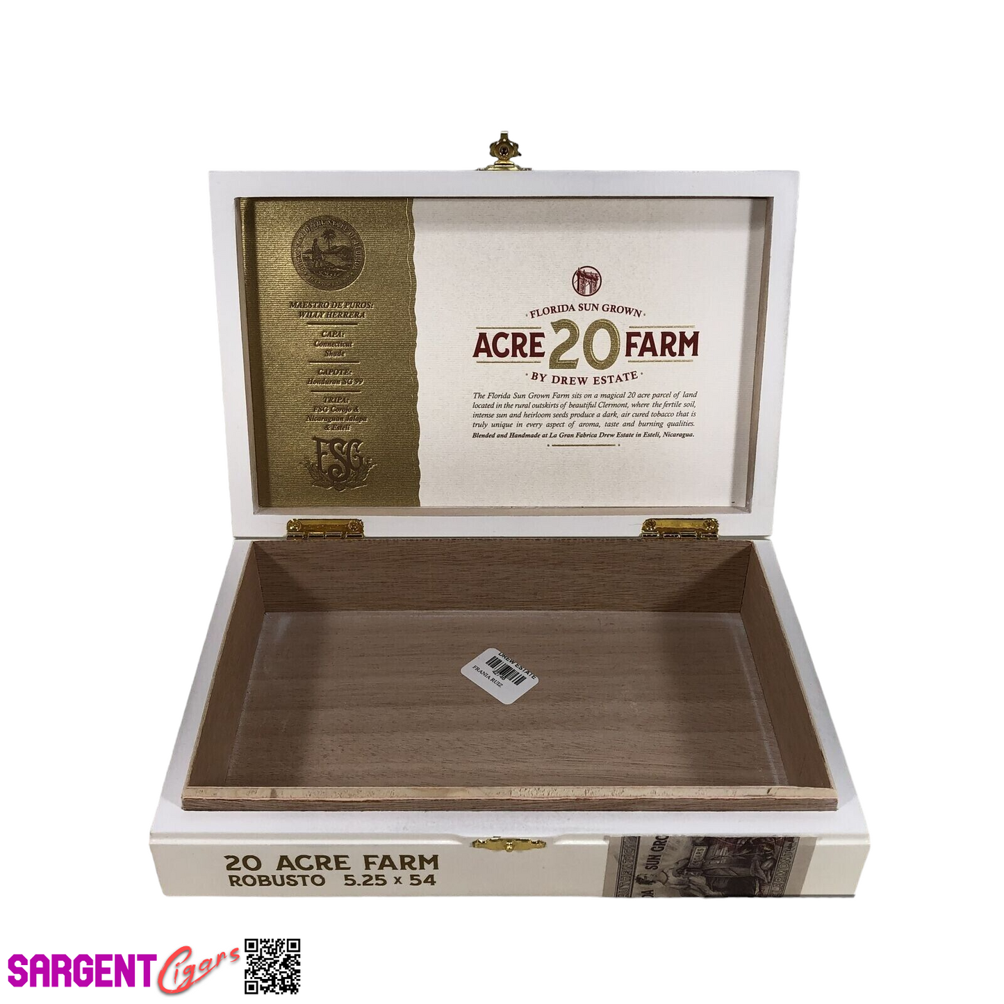 20 Acre Farm Robusto Empty Wooden Cigar Box 10x6.5x2