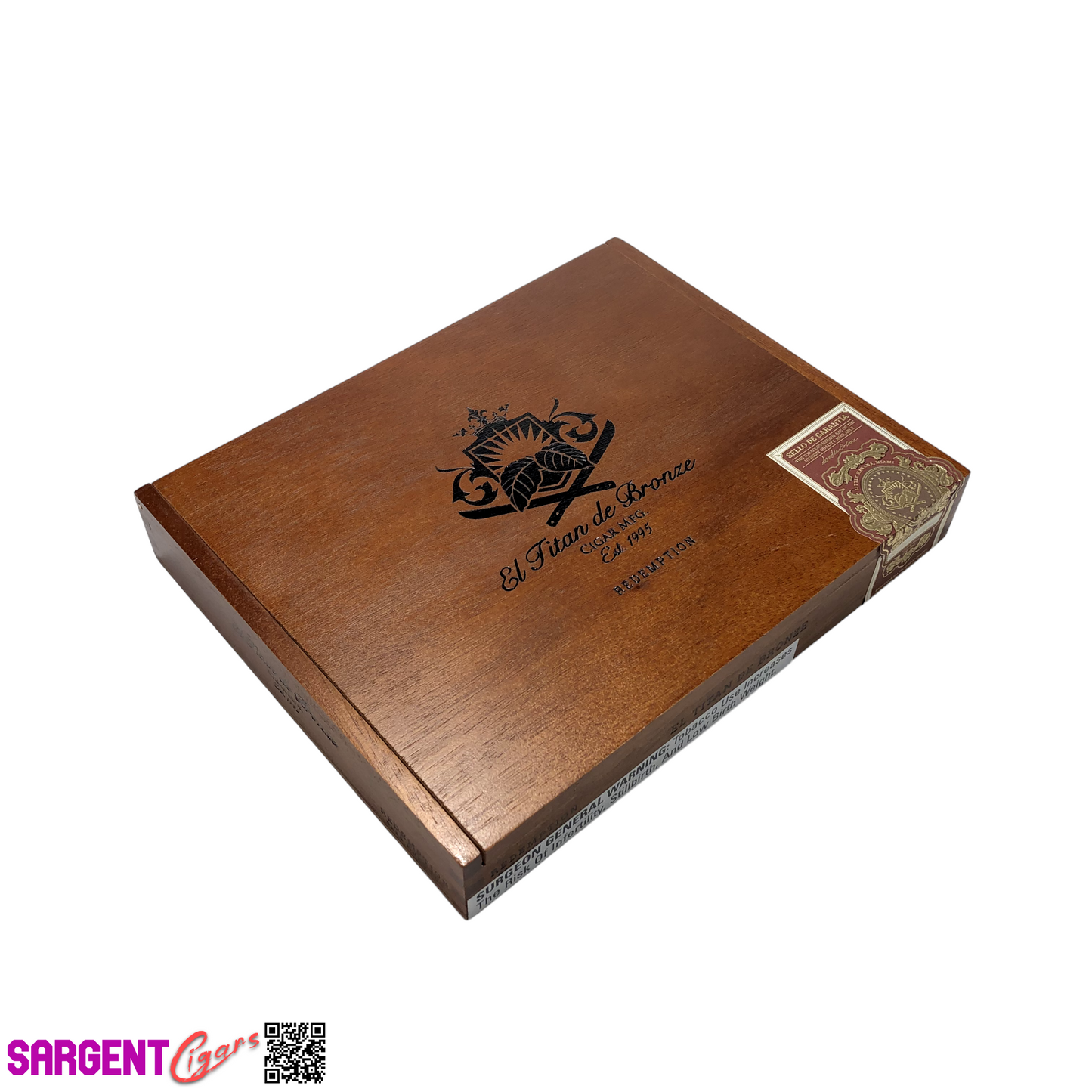 El Titan De Bronze Redemption Robusto Empty Wooden Cigar Box 8.5x6.75x1.25