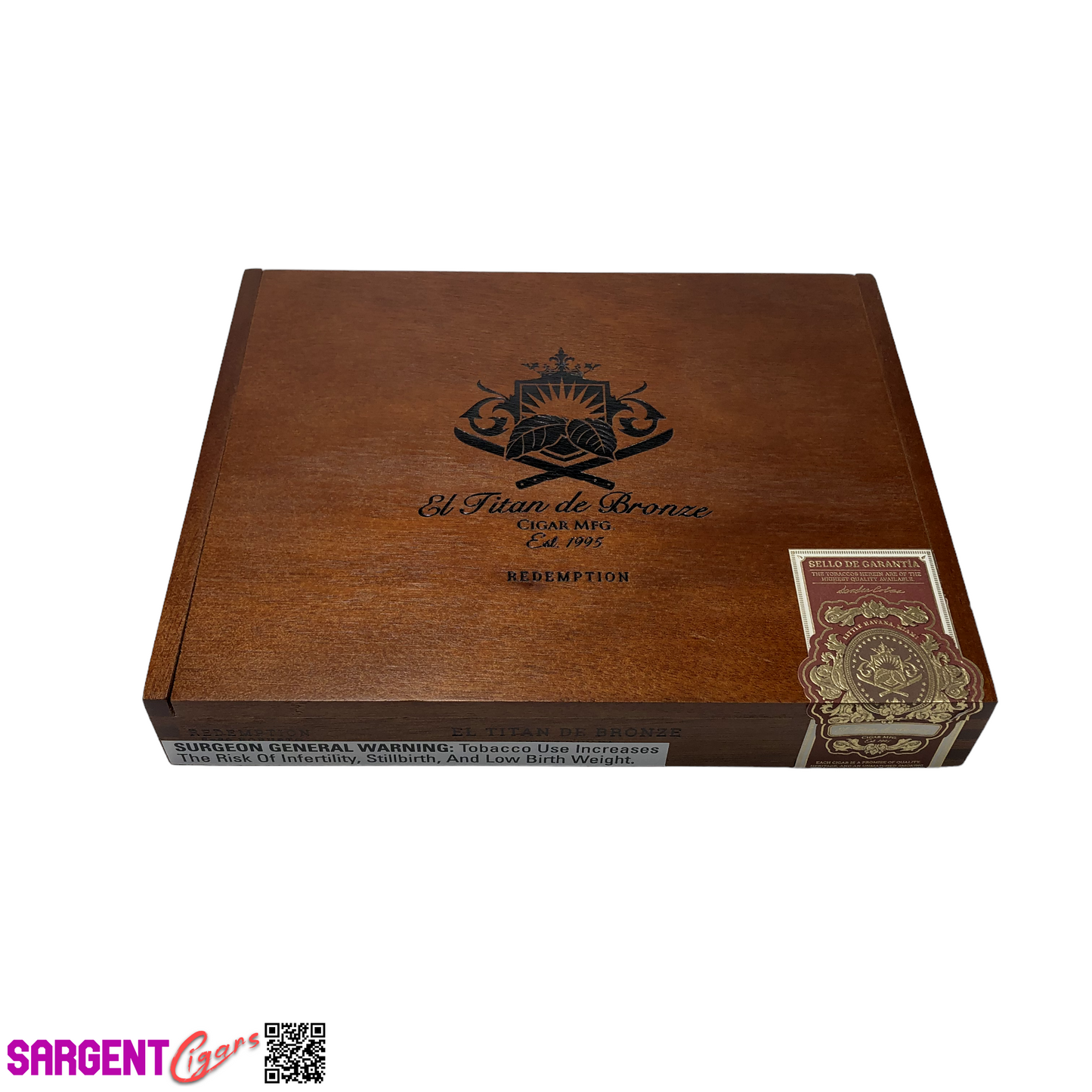 El Titan De Bronze Redemption Robusto Empty Wooden Cigar Box 8.5x6.75x1.25