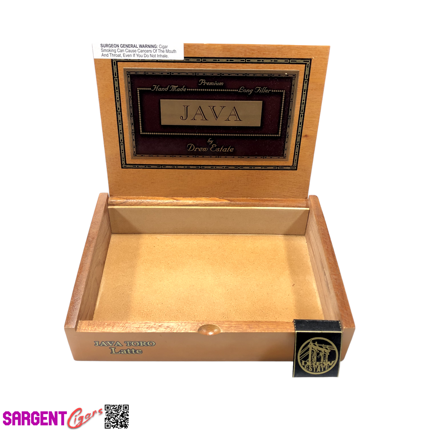 Drew Estate Java Latte Toro Empty Wooden Cigar Box 10x7.5x2