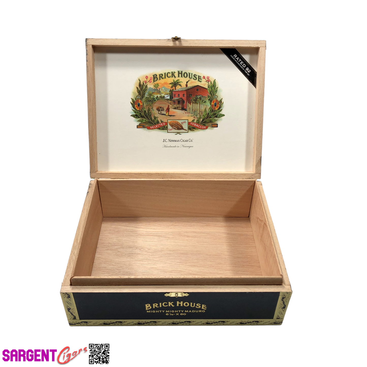 BrickHouse Mighty Mighty Maduro Toro Empty Wooden Cigar Box 9.5x7.25x3.25