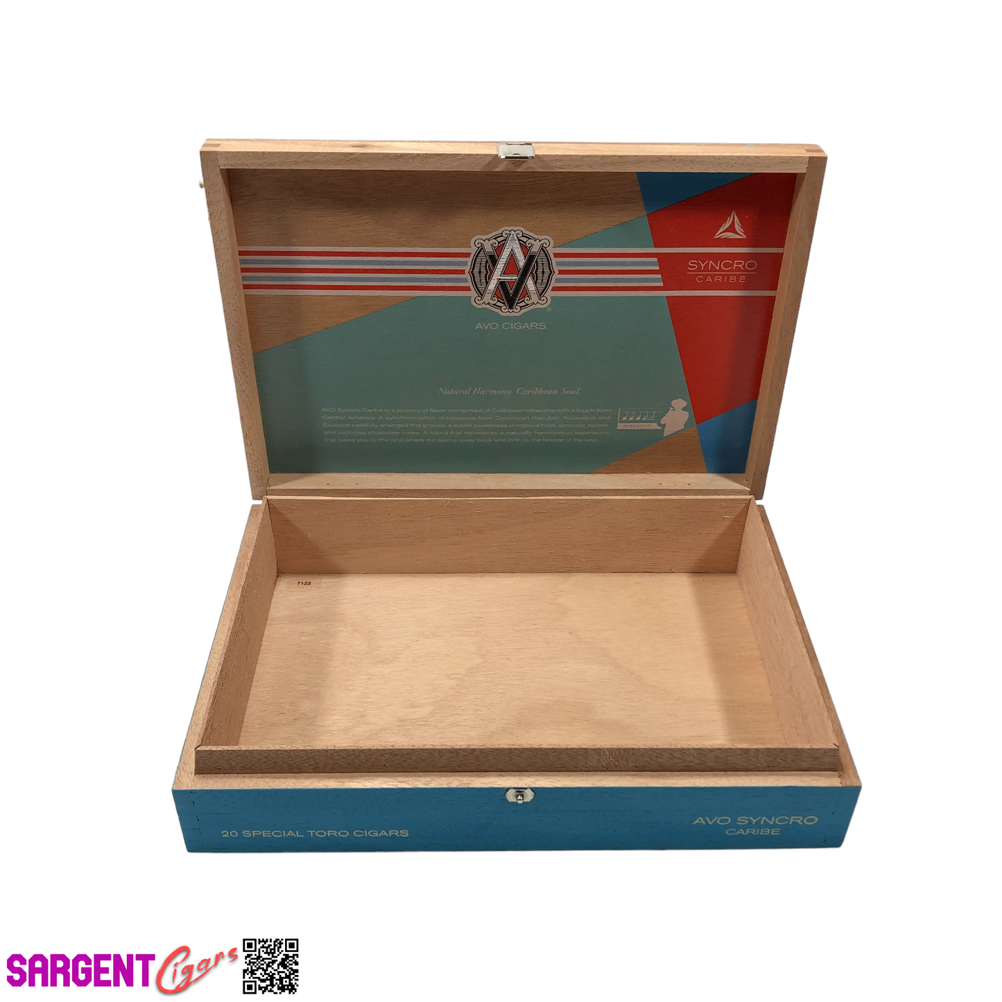 Avo Syncro Caribe Special Toro Empty Wooden Cigar Box 10.25x7x2