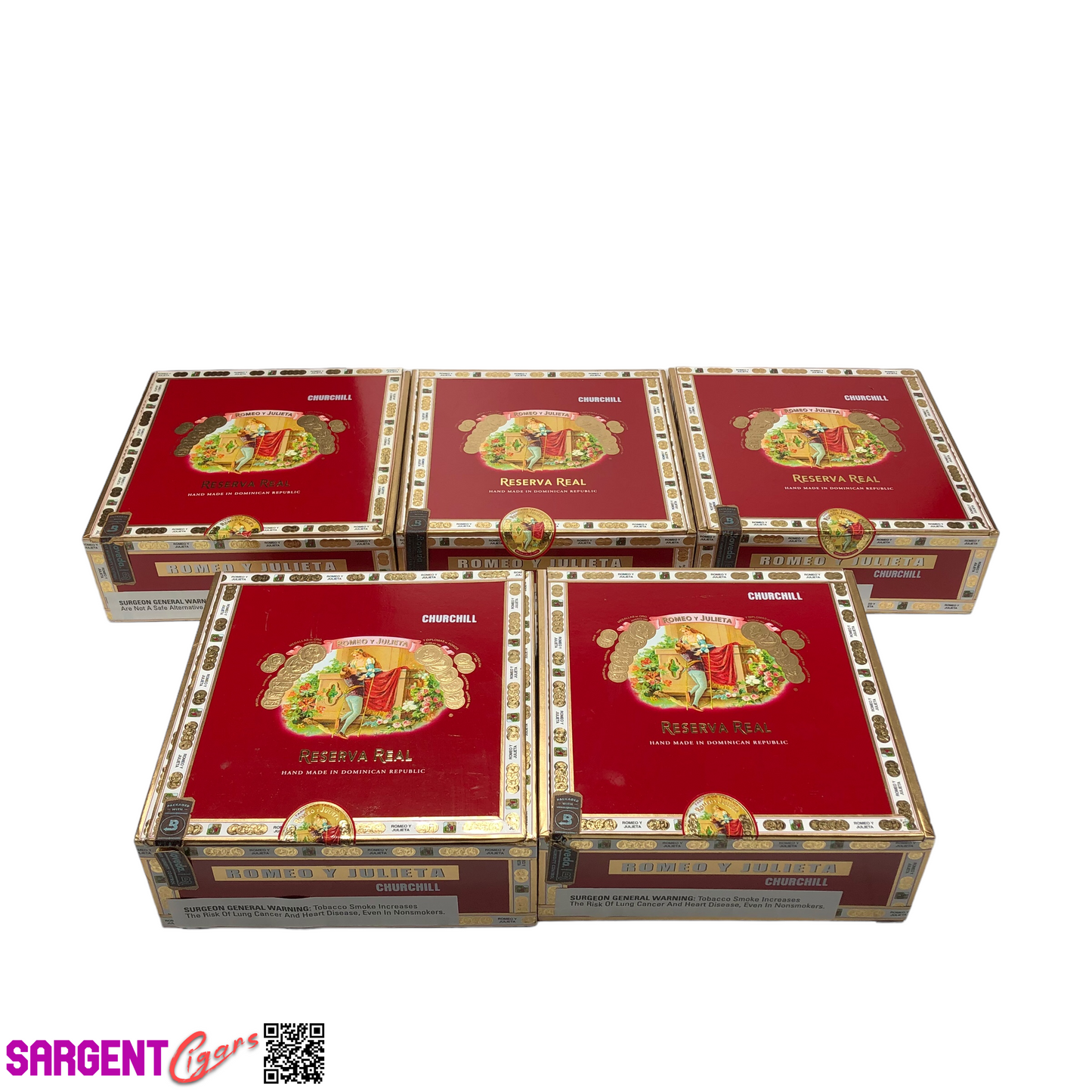 Lot of 5 Romeo Churchill Empty Cigar Boxes 7.5x7.5x2.75 #50