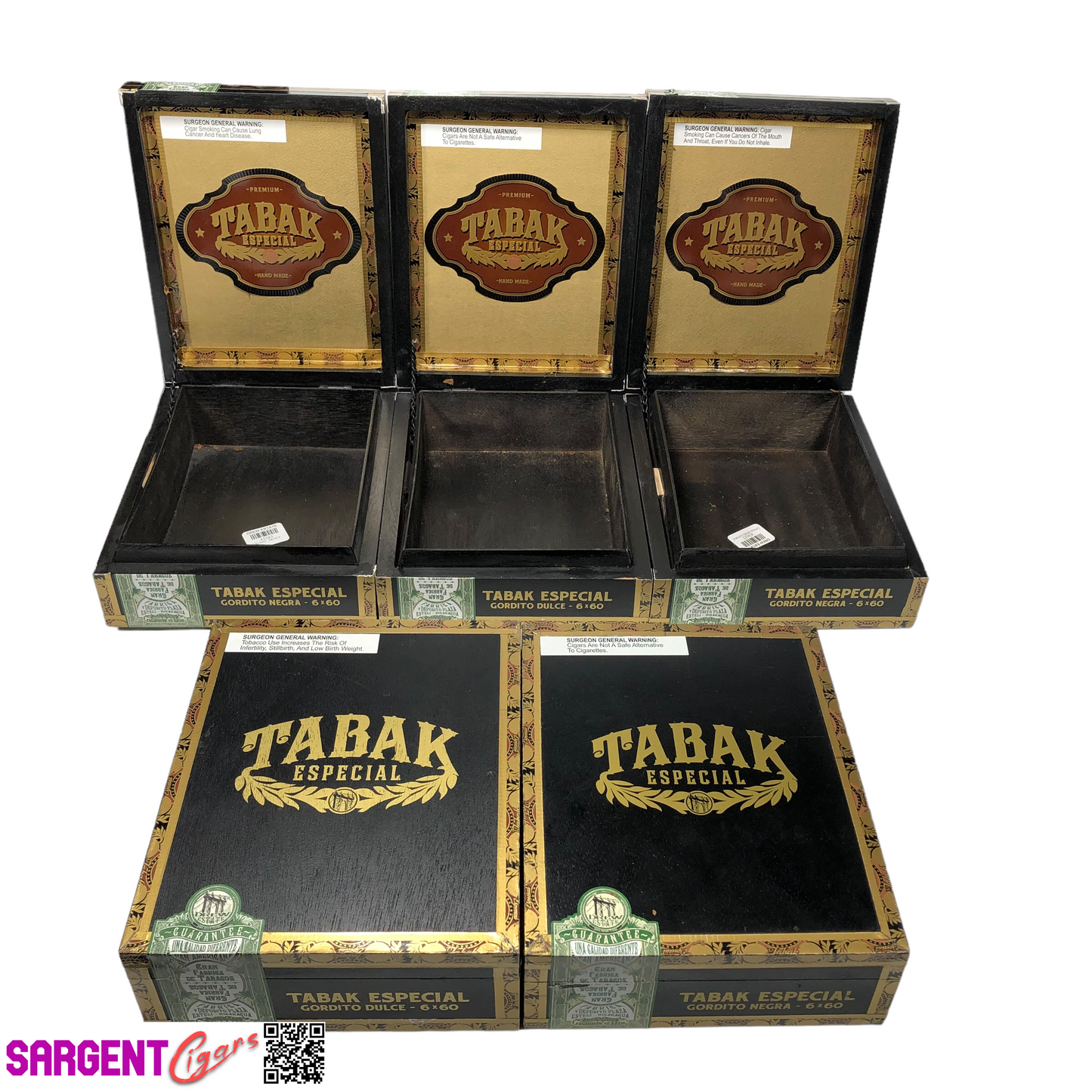 Lot of 5 Tabak Gordito Empty Wooden Cigar Boxes 7x9x2.5 #30