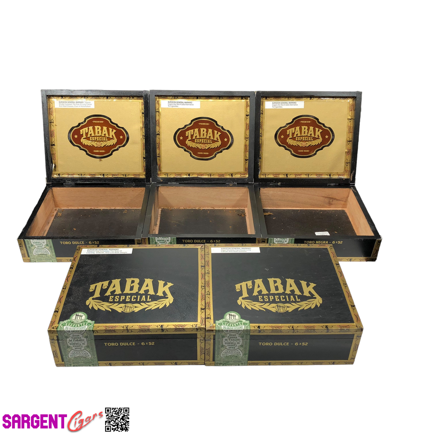 Lot of 5 Tabak Toro Empty Wooden Cigar Boxes 9.25x8x3 #116