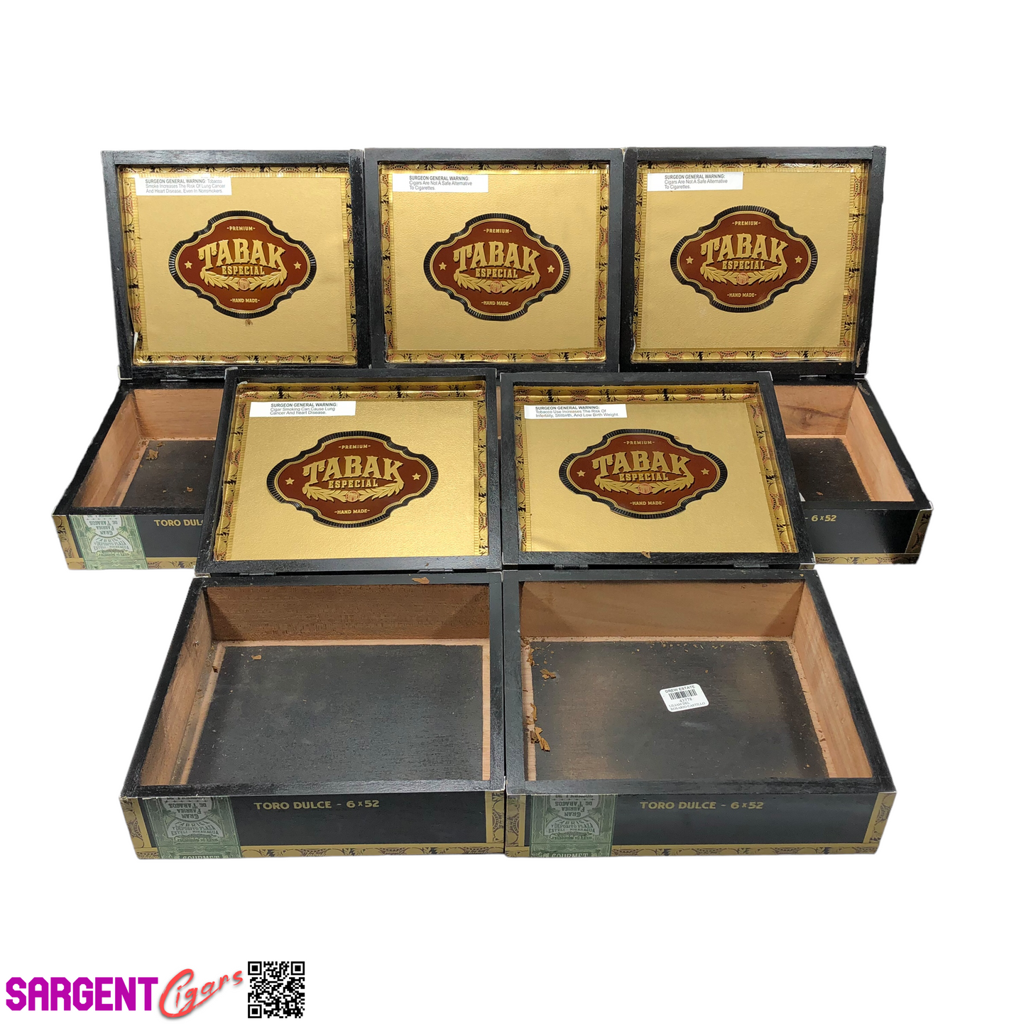 Lot of 5 Tabak Toro Empty Wooden Cigar Boxes 9.25x8x3 #116